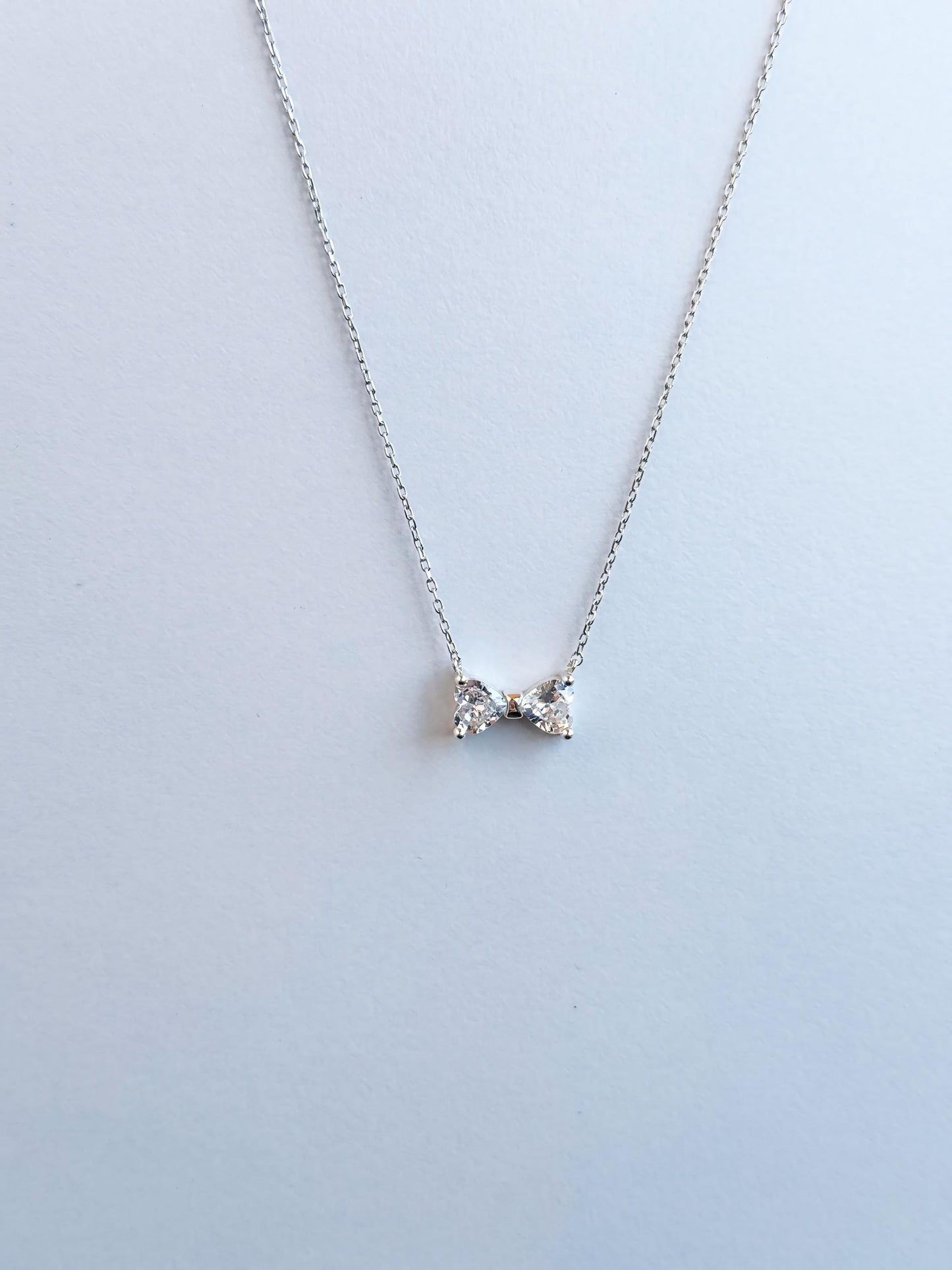 Bow Tie Necklace, Gold or Silver available Ribbon Bow Tie Necklace, Personalized Stone Bow Tie Necklace, Cute Anniversary Gift