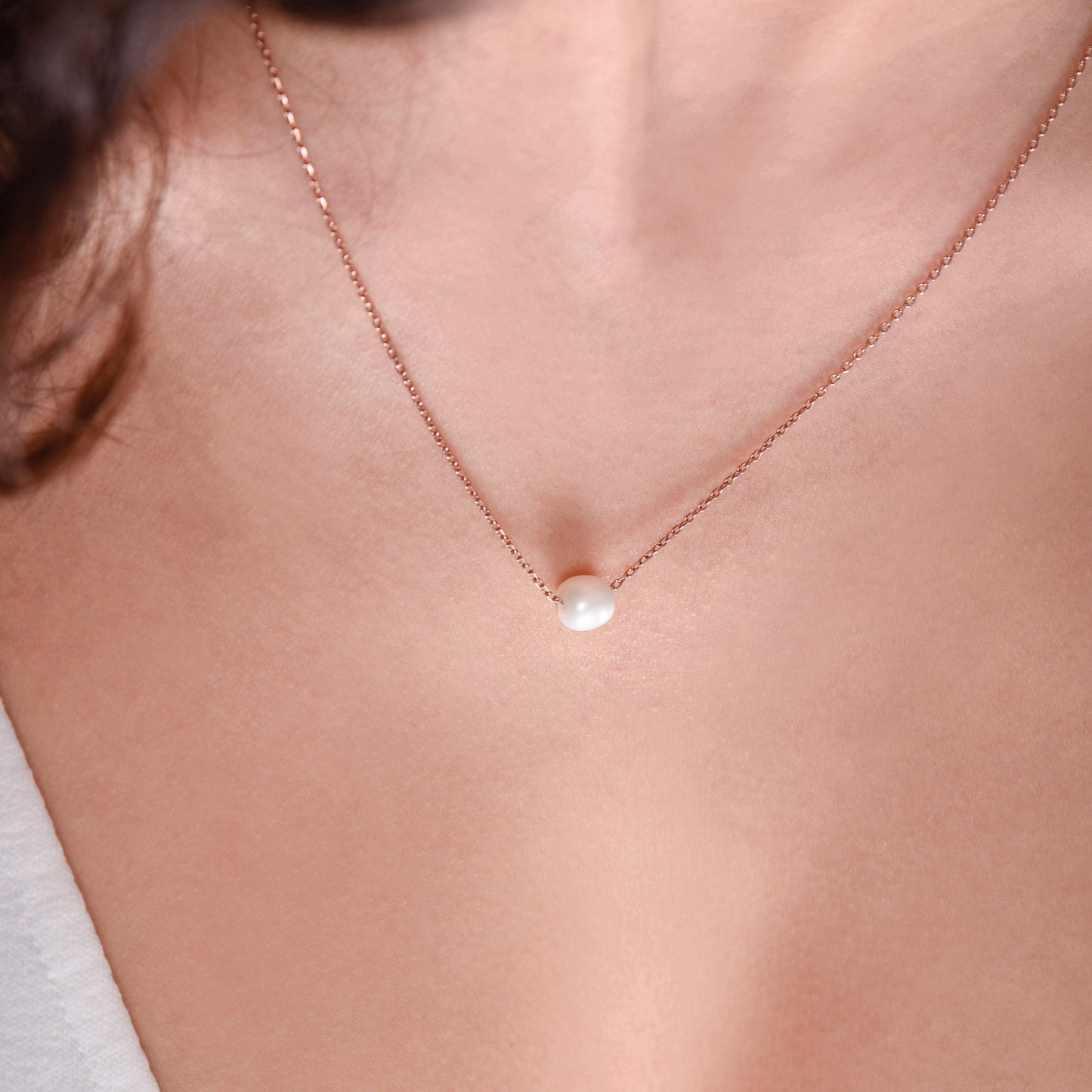 Minimal Gold Pearl Necklace, Elegant Gold Pearl Necklace, Pearl Necklace, Solid Gold Pearl Necklace,Mother's Day Gift,Mother's Day