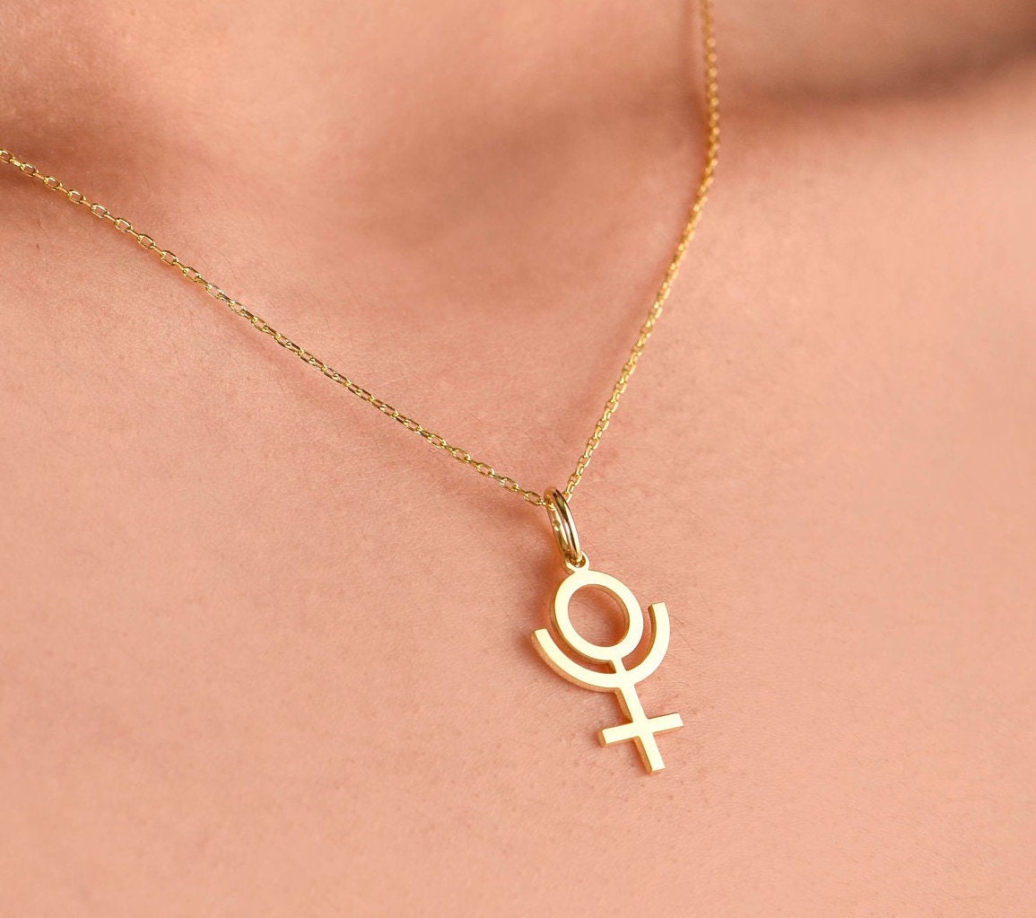 14K Solid Gold Pluto Symbol Necklace,Celestial Charm for Outer Space Lovers,Pluto Symbol Necklace,Christmas Gift Necklace,X-mas Gift Charm