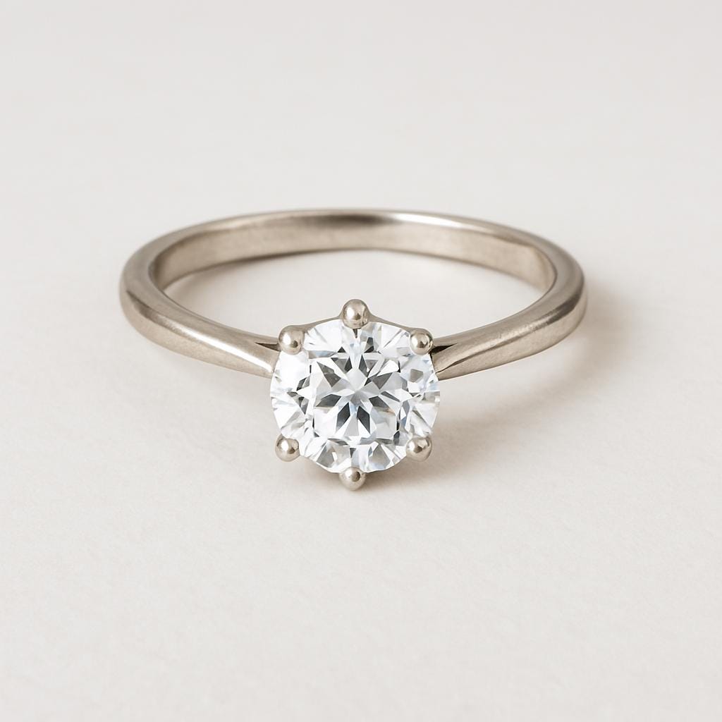 Round Moissanite Solitaire Engagement Ring – 1.00ct, 14K Solid Gold, Classic Handmade Ring, GIA Certified Stones