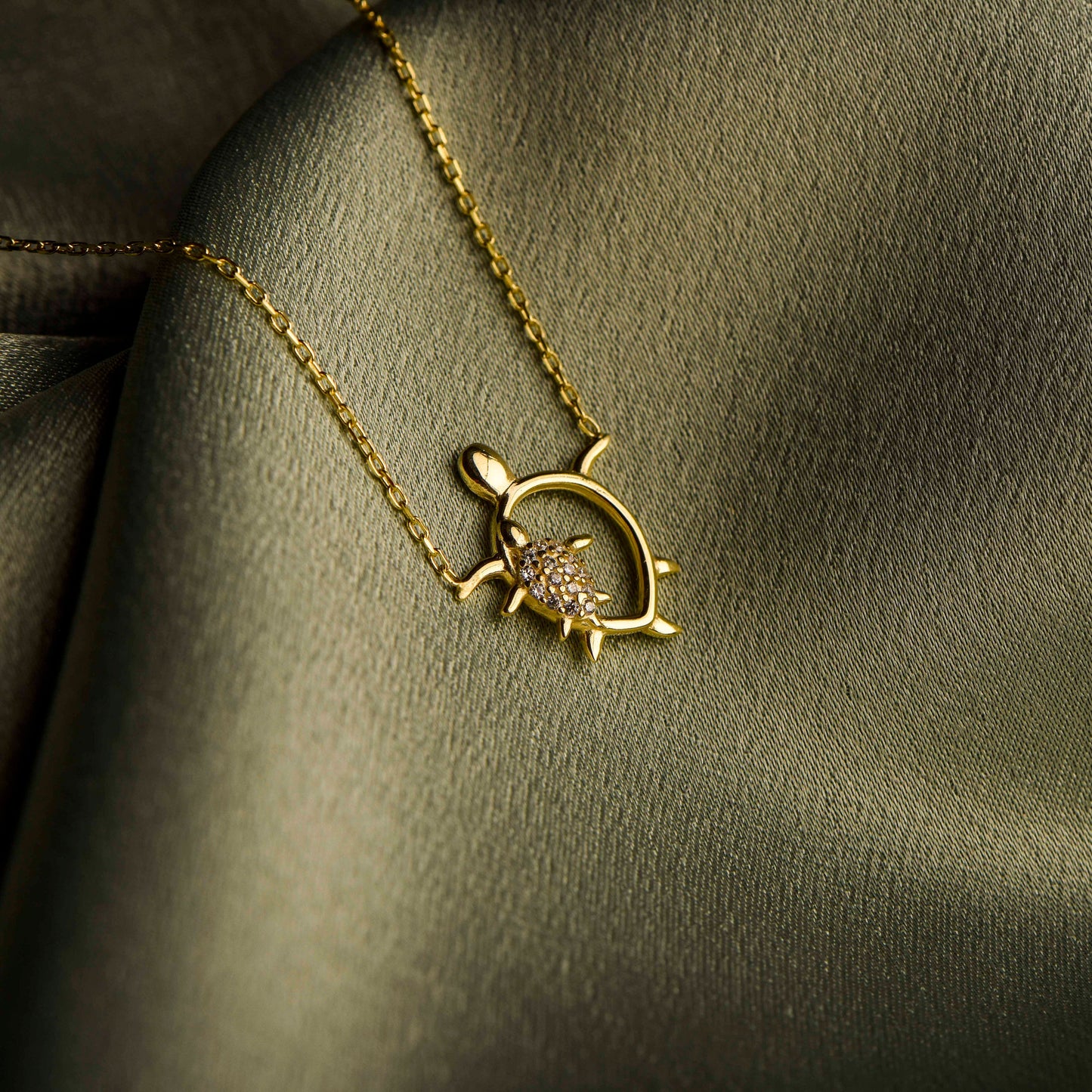 Gold Turtle Necklace-Elegant Mother and Child Turtle Gold Diamond Necklace-Perfect Gift for Mom-Family Necklace-Christmas Gift Necklace