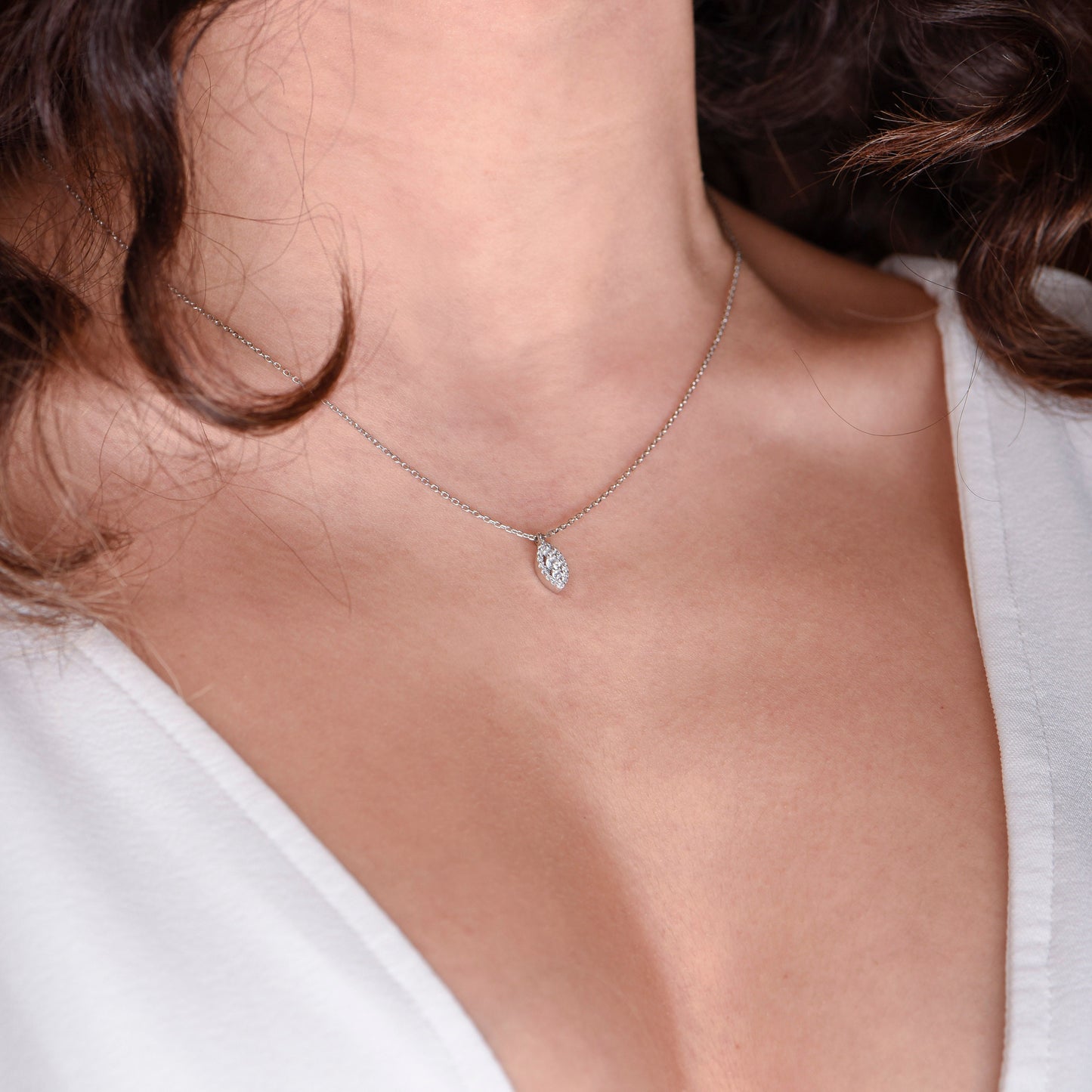 Marquise Shape Diamond Cluster Necklace,Chic and Timeless Pendant,Minimal Marquise Necklace,Minimal Dainty Necklace,Christmas Gift Necklace