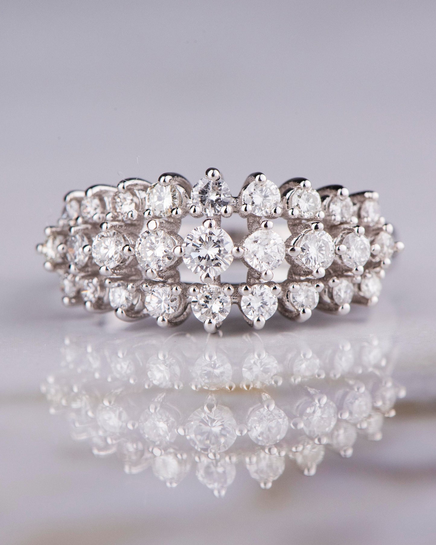 18K White Gold Diamond Wide Band Ring, 1.30Ct Natural Conflict-Free Diamonds, Wedding Anniversary Engagement Gift, Luxury Handmade Jewelry