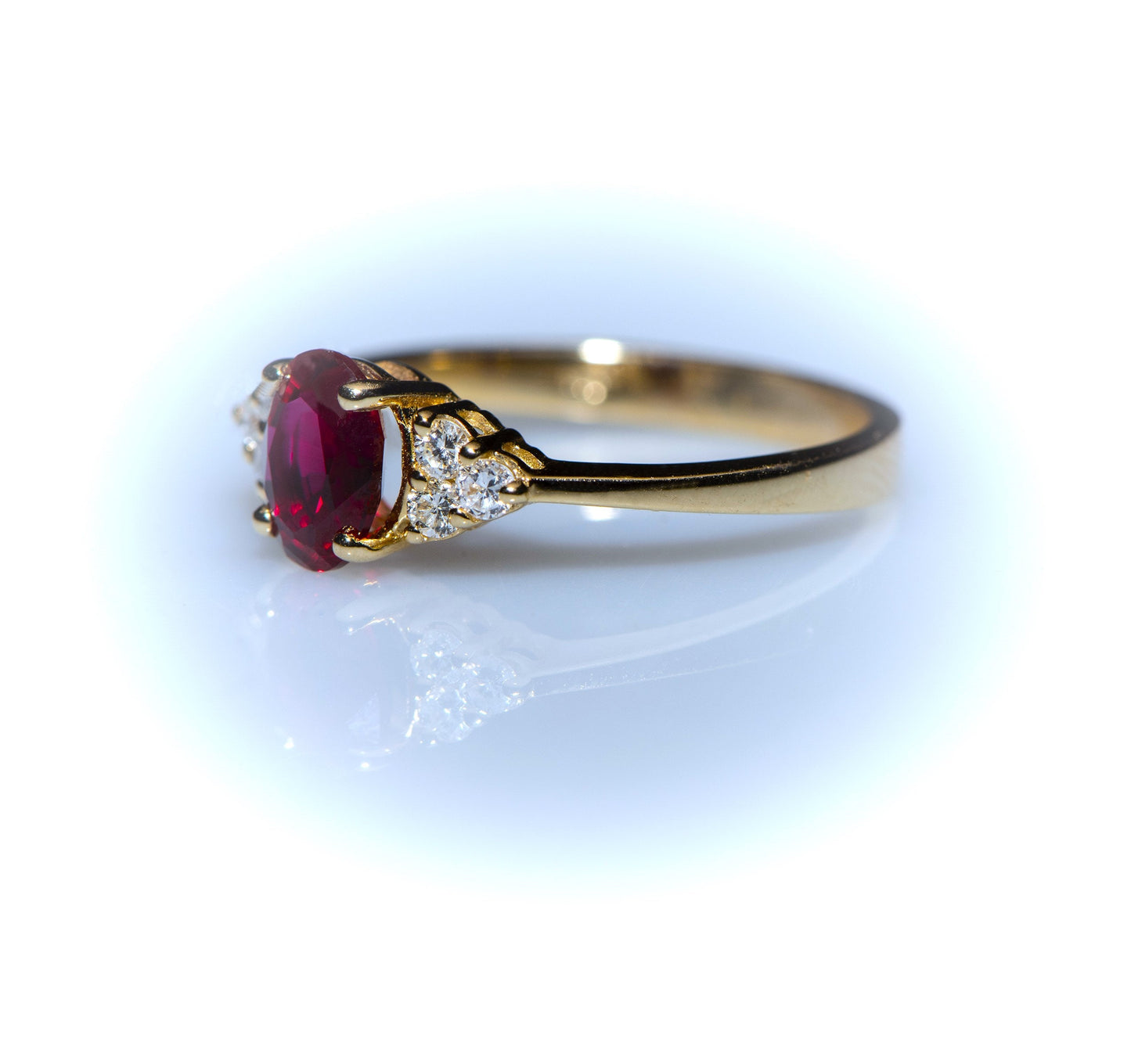 Oval Ruby and Diamond Ring in 14k Gold – Classic Red Gemstone Engagement or Anniversary Gift