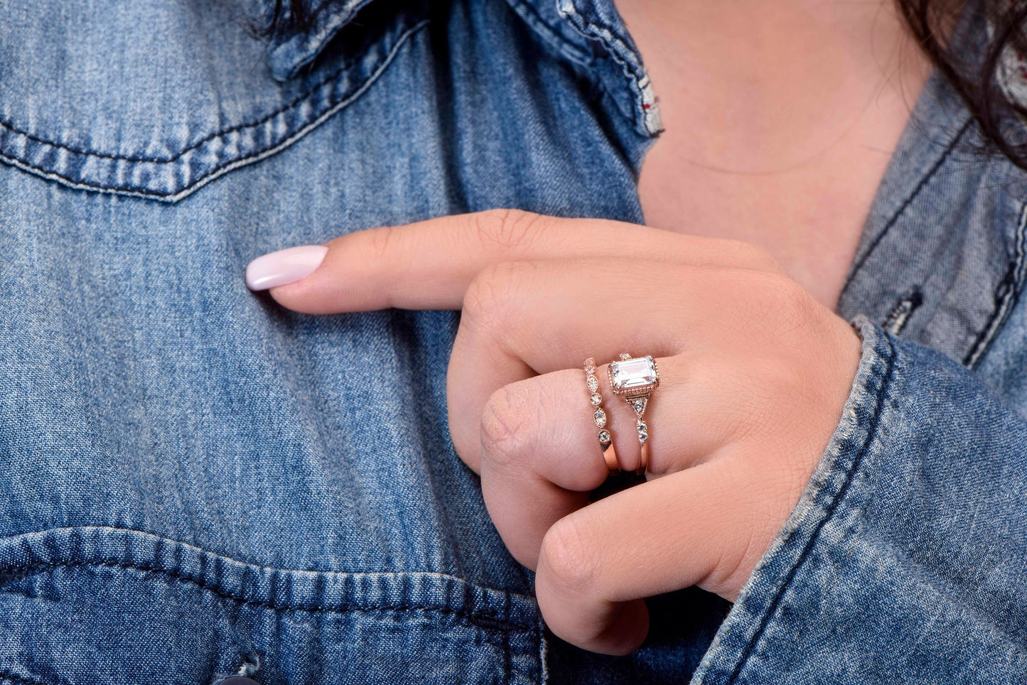 14K Gold Vintage Ring,Vintage Moissanite Wedding Ring,14K Rose Gold Stacking Band with Diamond Engagement, Gift For Mom