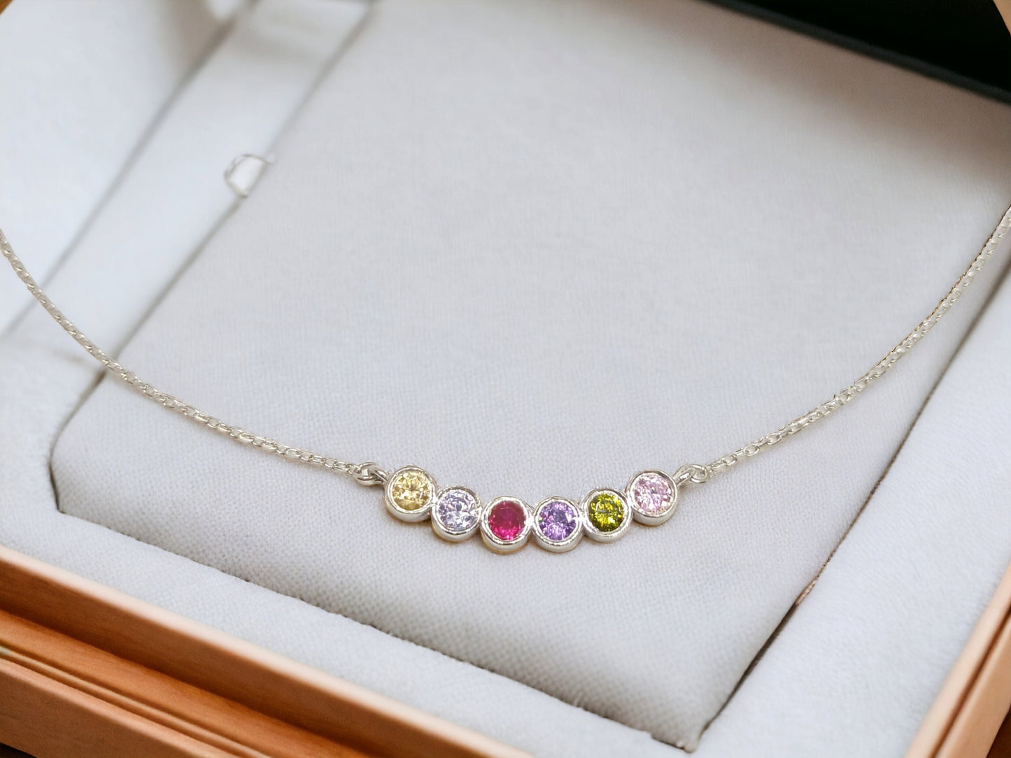 Solid Gold Birthstone Necklace, Personalized Birthstone Necklace, Bridesmaid gift,Birthday Gift, Birthstone Jewelry,Mother's Day Gift