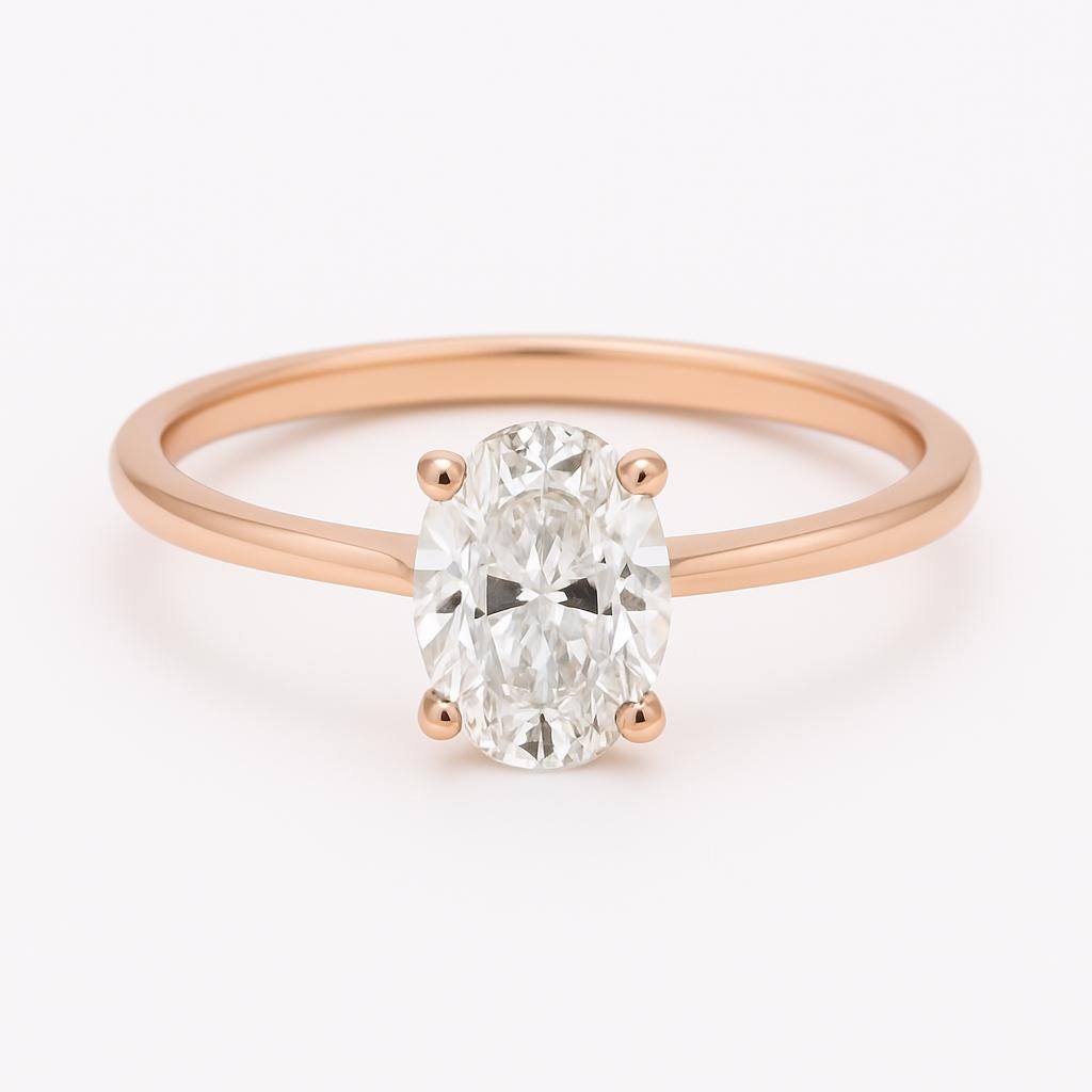 Oval Cut Moissanite Engagement Ring – 1.00ct, 14K Solid Gold, Handmade Ring, Wedding Proposal, Anniversary Gift