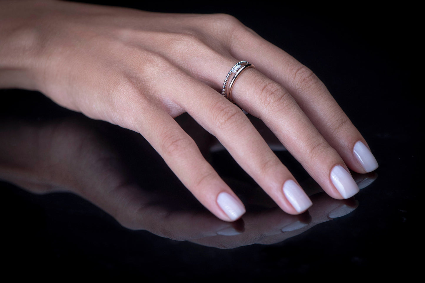 Baguette Diamond Ring,Double Band Baguette Diamond Wedding Ring Made of Rose and White Gold,Luxurious and Chic,Gift For MOM