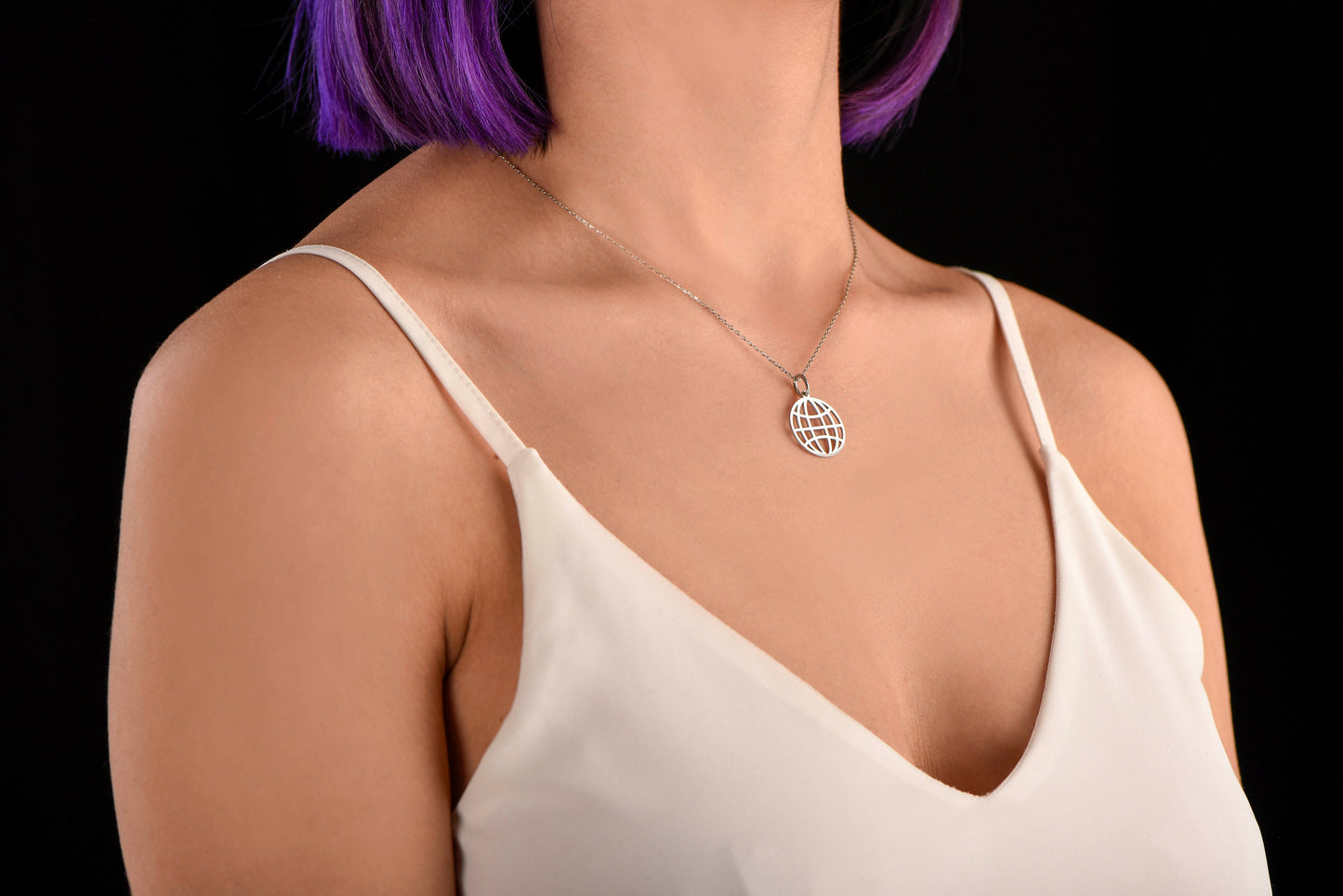 Solid Gold Earth Necklace, Planet Lover Necklace, Design Gold Earth Necklace, 3D Earth Necklace, Gold Gift Necklace,Christmas Gift Necklace