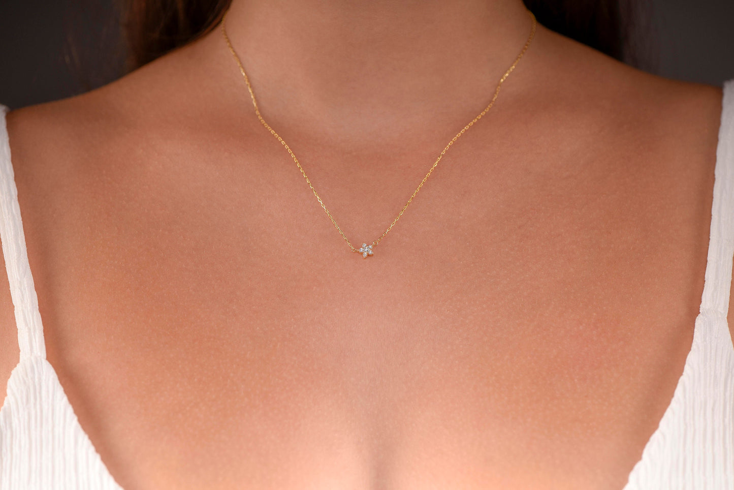 Thiny Star Necklace,Minimal Star Necklace,Solid Gold Diamond Star Necklace,Stylish Star Necklace,Mother's Day Gift, Gift For Mom