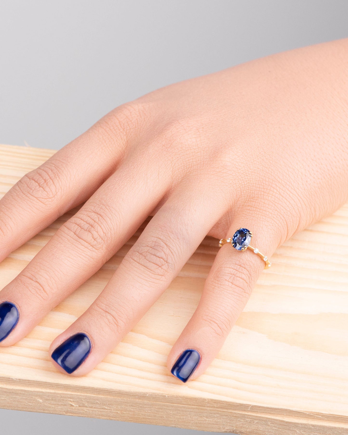 Oval Blue Sapphire and Diamond Ring in 14k Gold – Classic Engagement or Mother’s Day Gift for Her