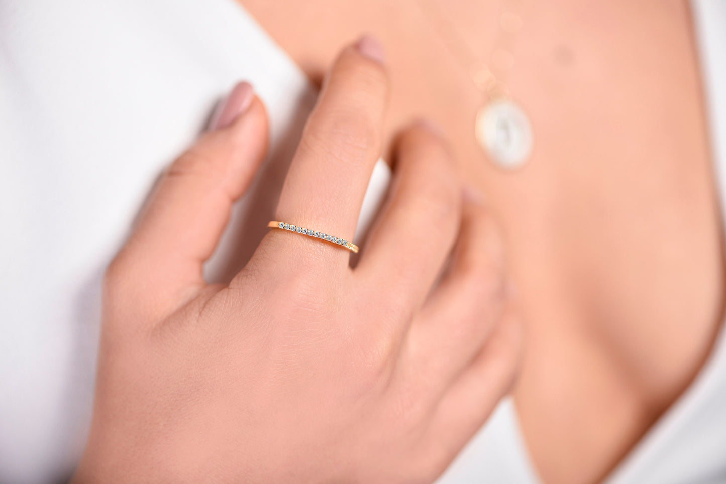 Modern Pyramid Style Diamond Ring in 14K Solid Gold - Half Eternity Wedding Band-Birthday Gift Ring,Gift For Love, Gift For MOM