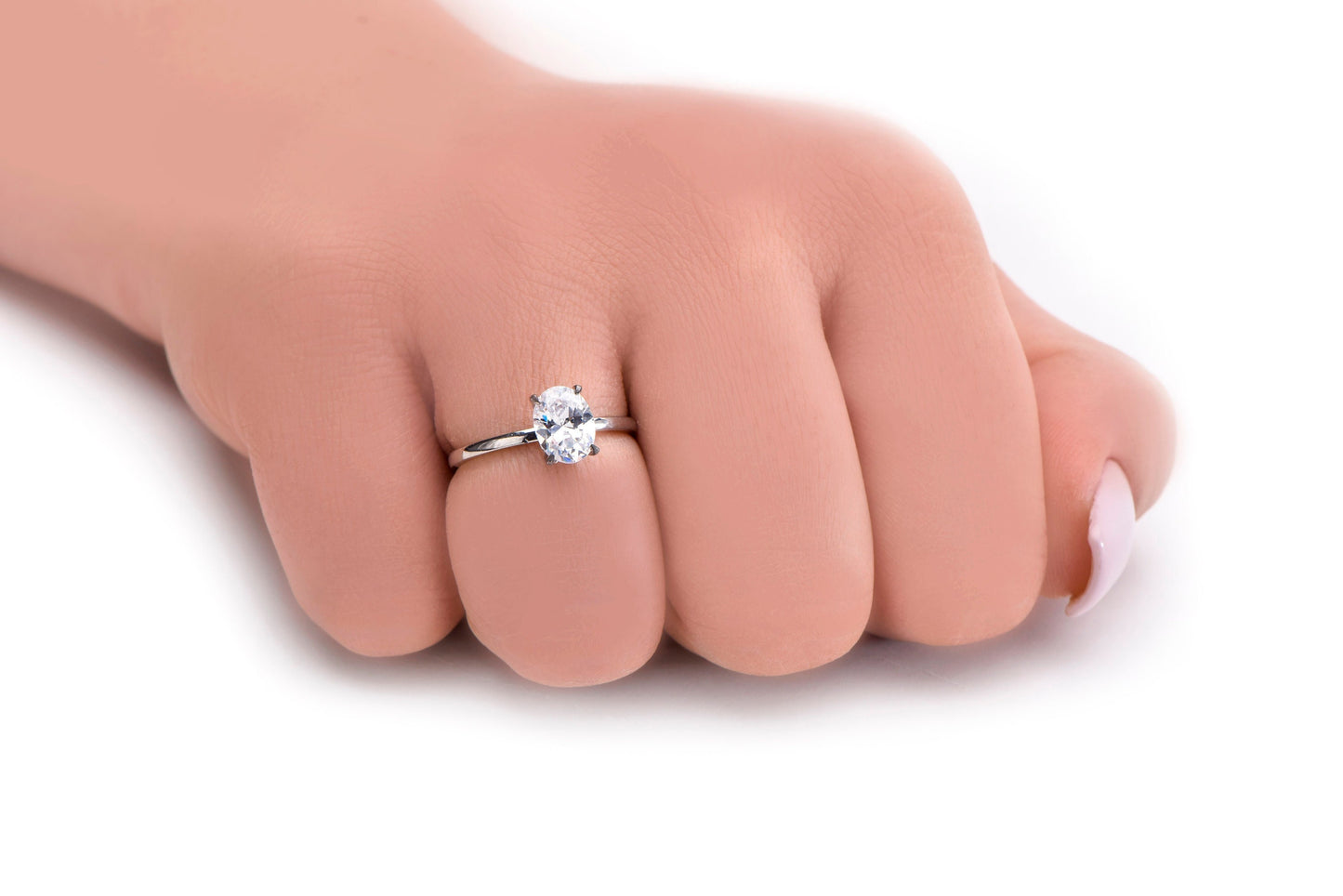 Oval Moissanite Engagement Ring – 1.50ct, White Gold Solitaire Ring, 14K Solid Gold, Handmade Ring for Proposal or Gift