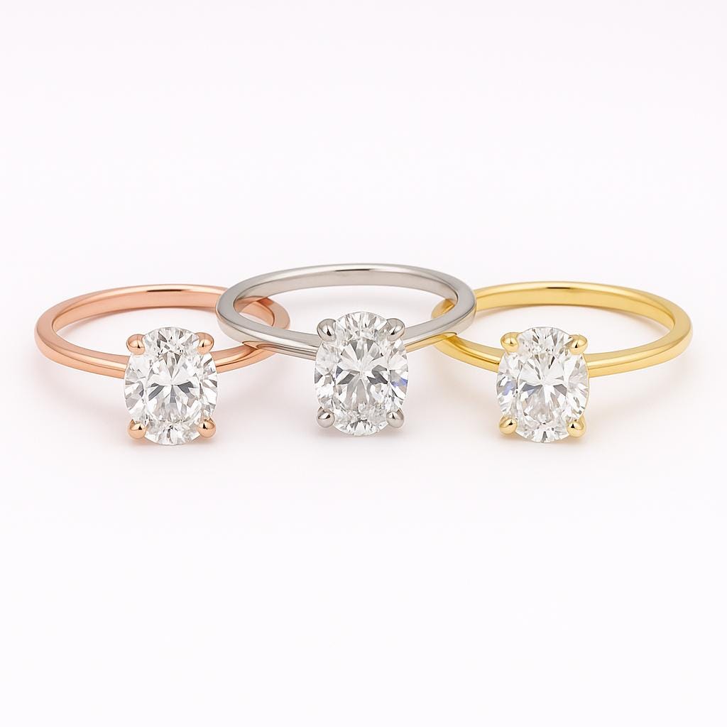 Oval Cut Moissanite Engagement Ring – 1.00ct, 14K Solid Gold, Handmade Ring, Wedding Proposal, Anniversary Gift