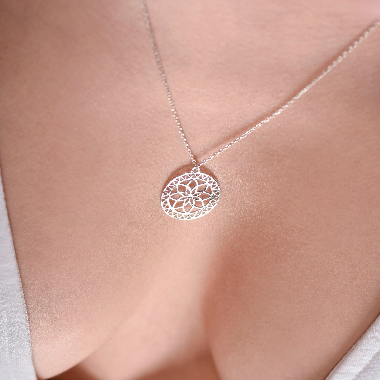 Flower of Life Necklace,Vitality and Success Necklace,Minimal Thin Necklace,Flower Lover Necklace,Birthday Gift Necklace,Christmas Gift