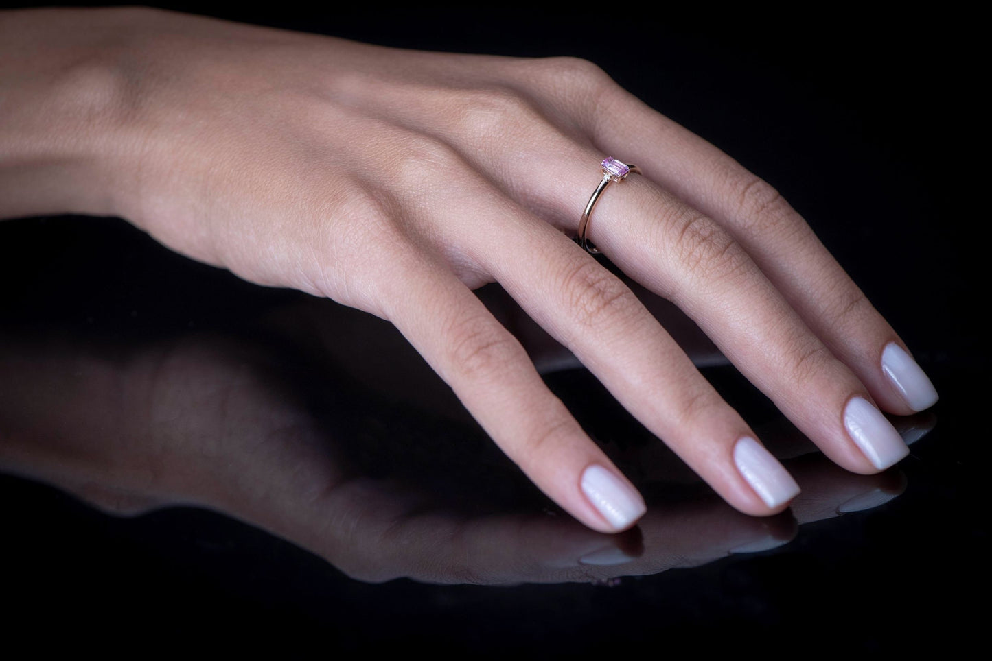 14K Rose Gold Pink Tourmaline Diamond Ring, October Birthstone Minimalist Ring, Customizable Fine Jewelry
