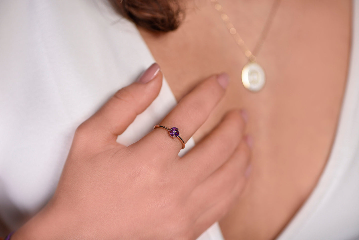 Amethyst Diamond Ring – Elegant Mother’s Day Gift – February Birthstone