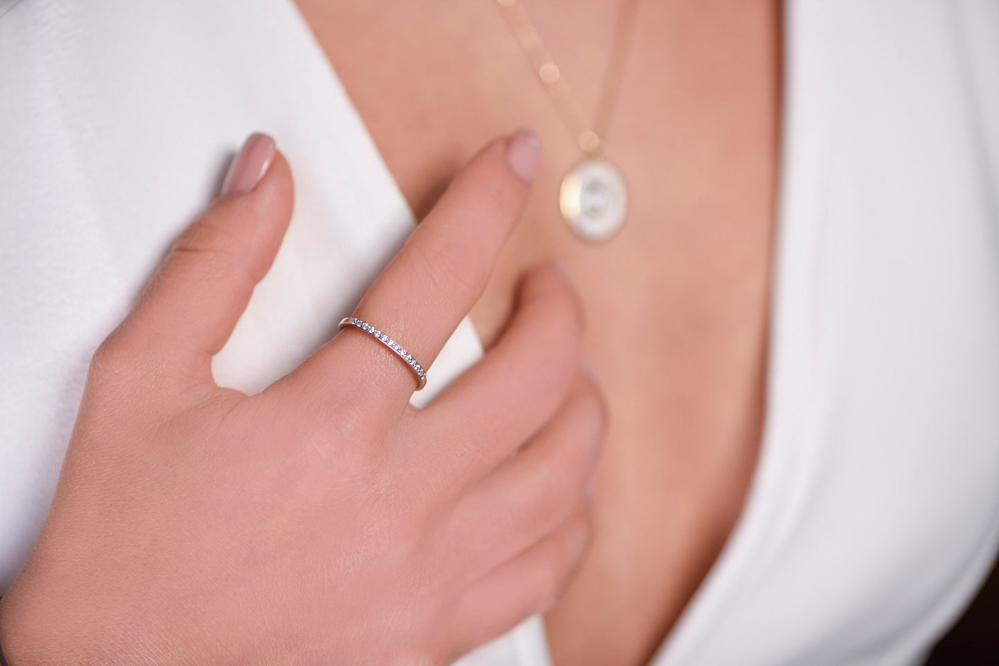 Minimalist Diamond Stacking Ring – Dainty Thin Gold Band – 14K Solid Gold – Promise Ring – Gift for Her – Eternity Ring