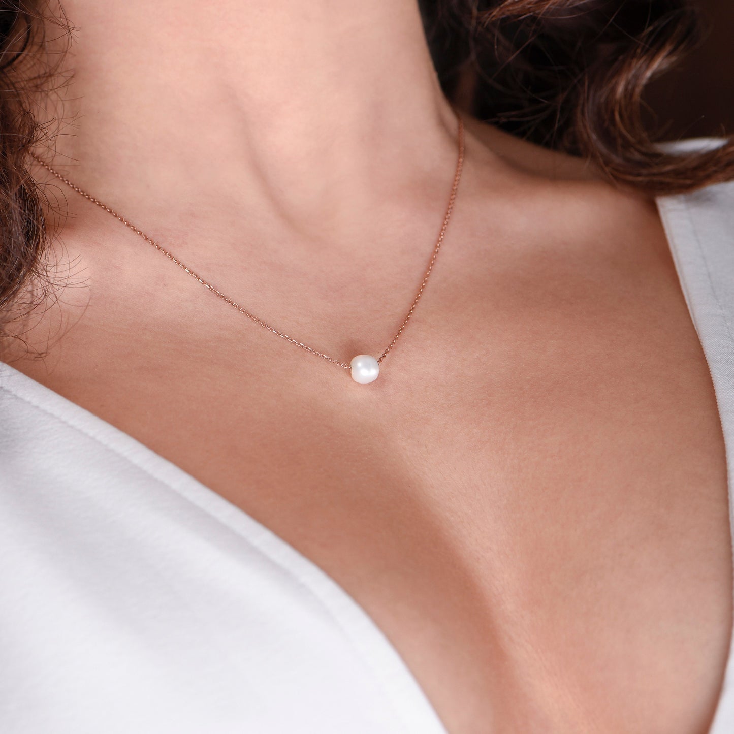 Minimal Gold Pearl Necklace, Elegant Gold Pearl Necklace, Pearl Necklace, Solid Gold Pearl Necklace,Mother's Day Gift,Mother's Day