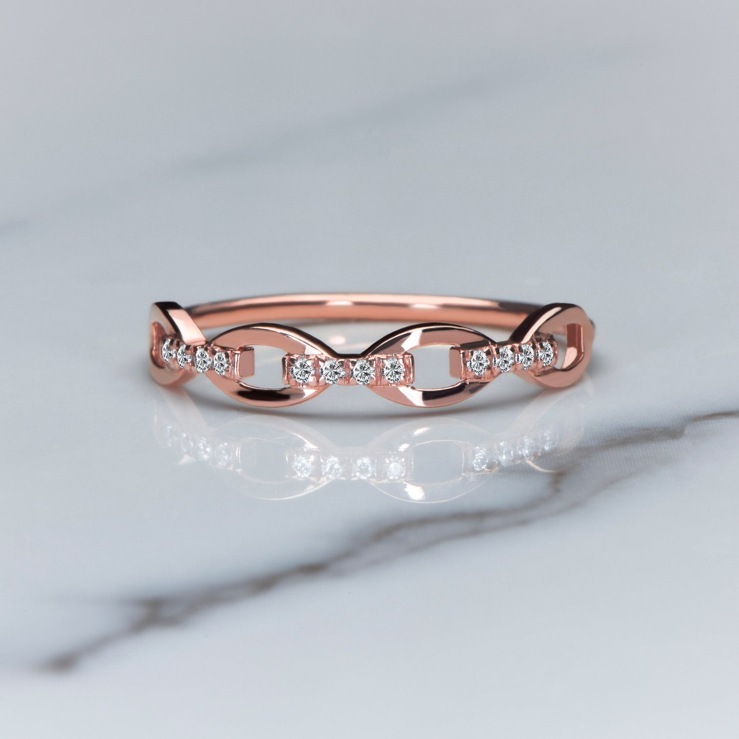 14K Gold Double Row Stone Ring,Minimal Diamond Gold Ring,Beehive Gold Ring,Elegant Gold Ring with Thin Band, Gift For Mom