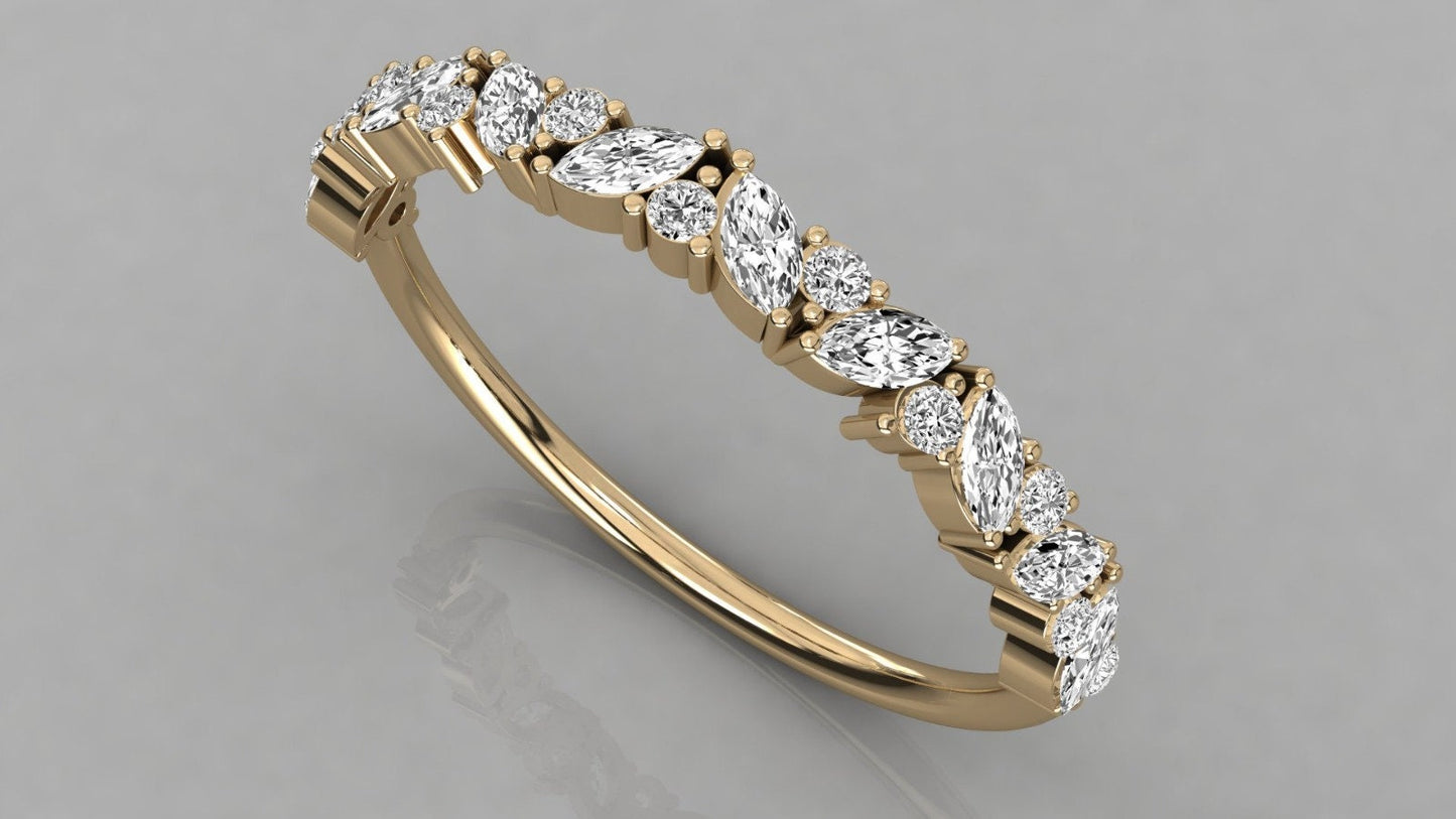 Marquise Diamond Ring,Engagement Gift Ring,Cluster Marquise Diamond Wedding Band,Christmas Gift Ring,X-mas Gift Ring,Gift For MOM