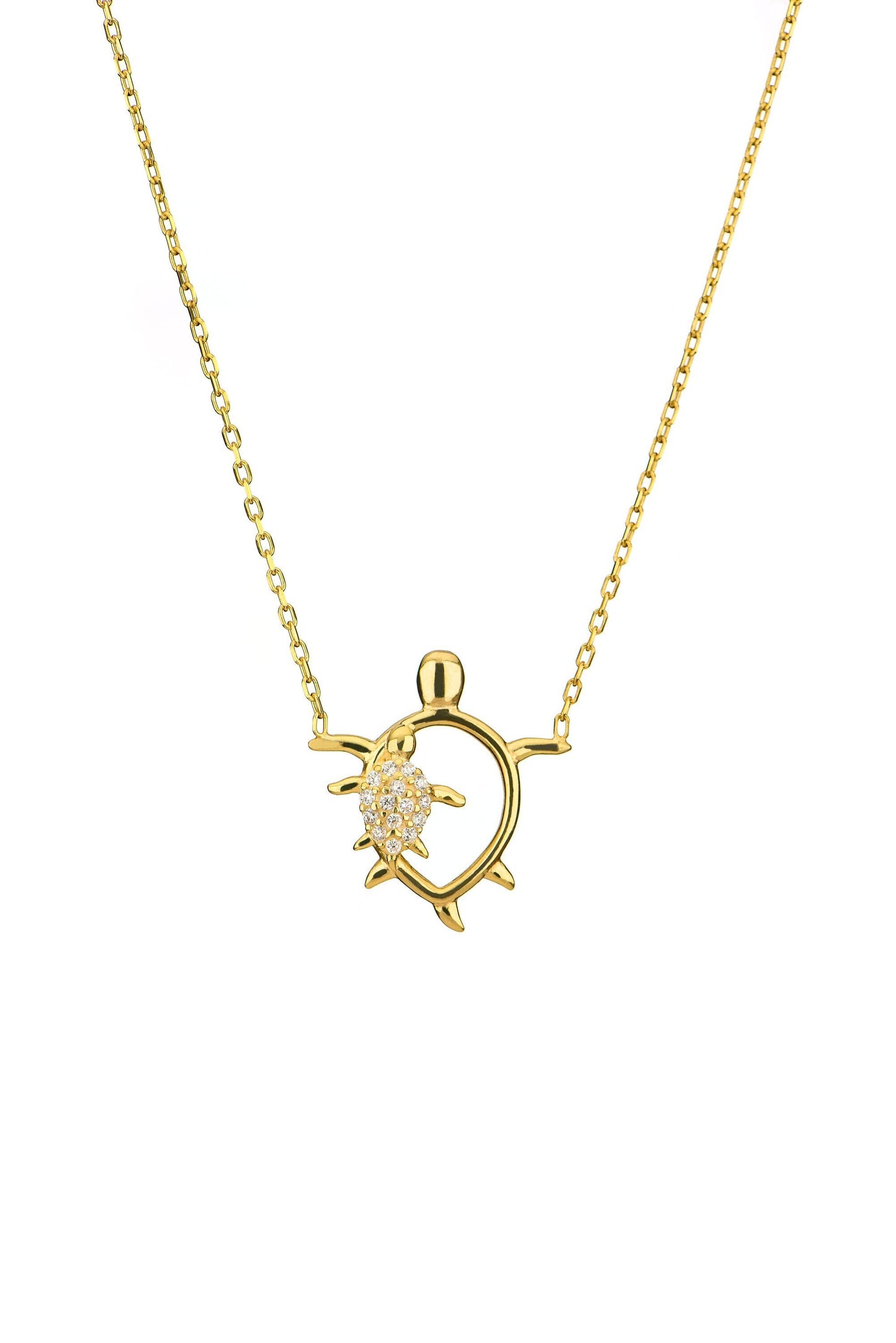 Gold Turtle Necklace-Elegant Mother and Child Turtle Gold Diamond Necklace-Perfect Gift for Mom-Family Necklace-Christmas Gift Necklace