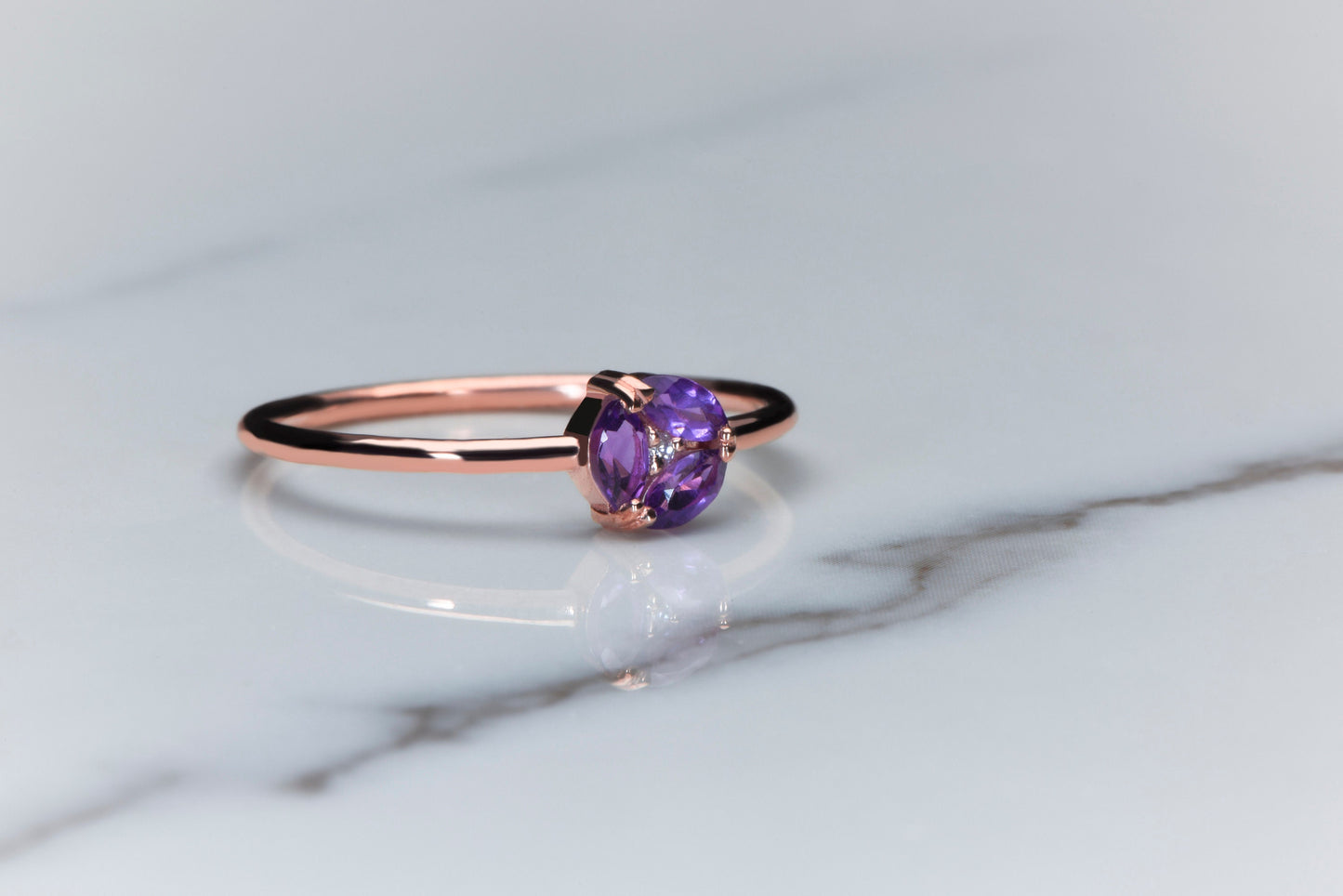 Amethyst Diamond Ring – Elegant Mother’s Day Gift – February Birthstone