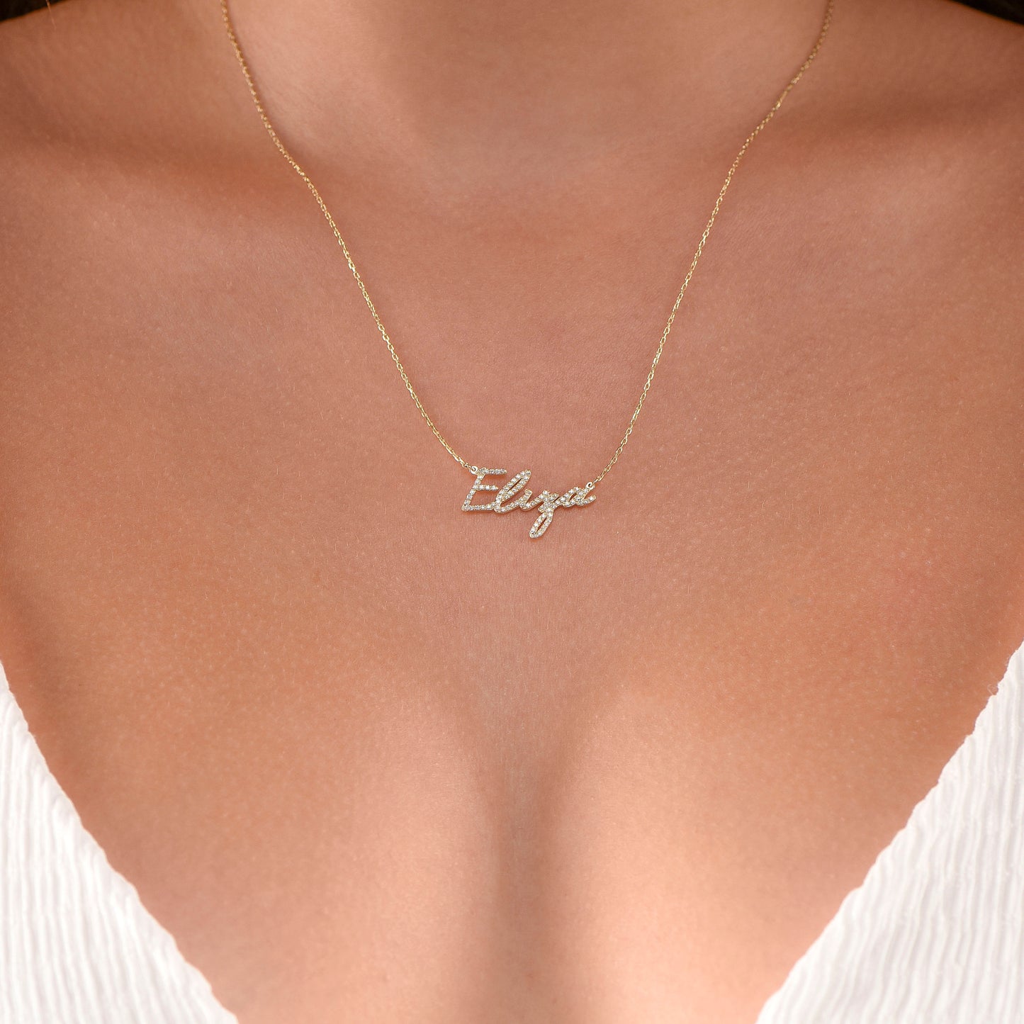 14K Solid Gold Name Necklace/Gold Name Necklace/Diamond Name Necklace/Gold Name Necklace/Personalized Name Necklace/Gift for Love