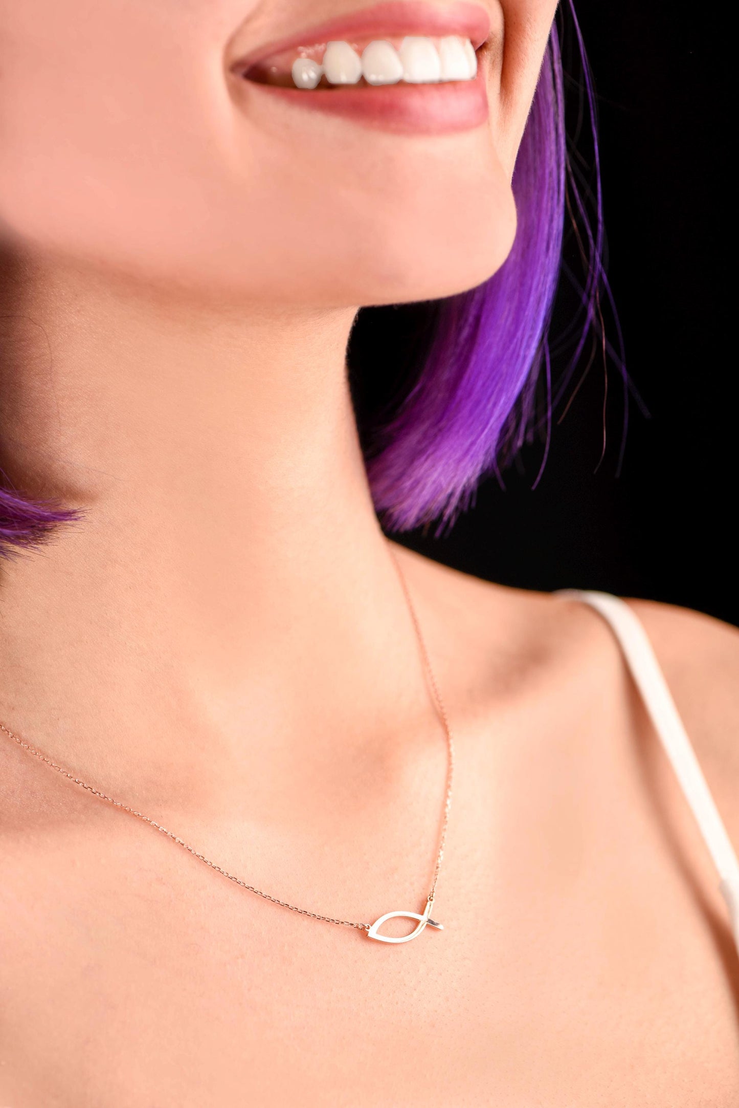 Ichthys Fish Necklace – Solid 8K & 14K Rose, White and Yellow Gold Christian Pendant – Jesus Necklace – Religious Faith Jewelry Gift
