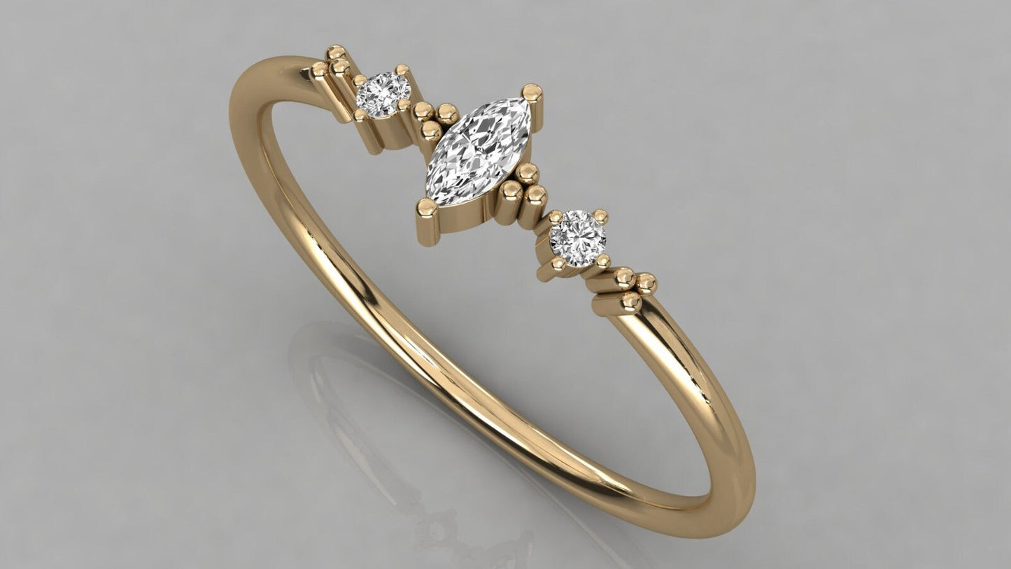 Customizable Ruby Marquise Ring – 8K 14K 18K Gold Minimal Birthstone Jewelry Gift for Her