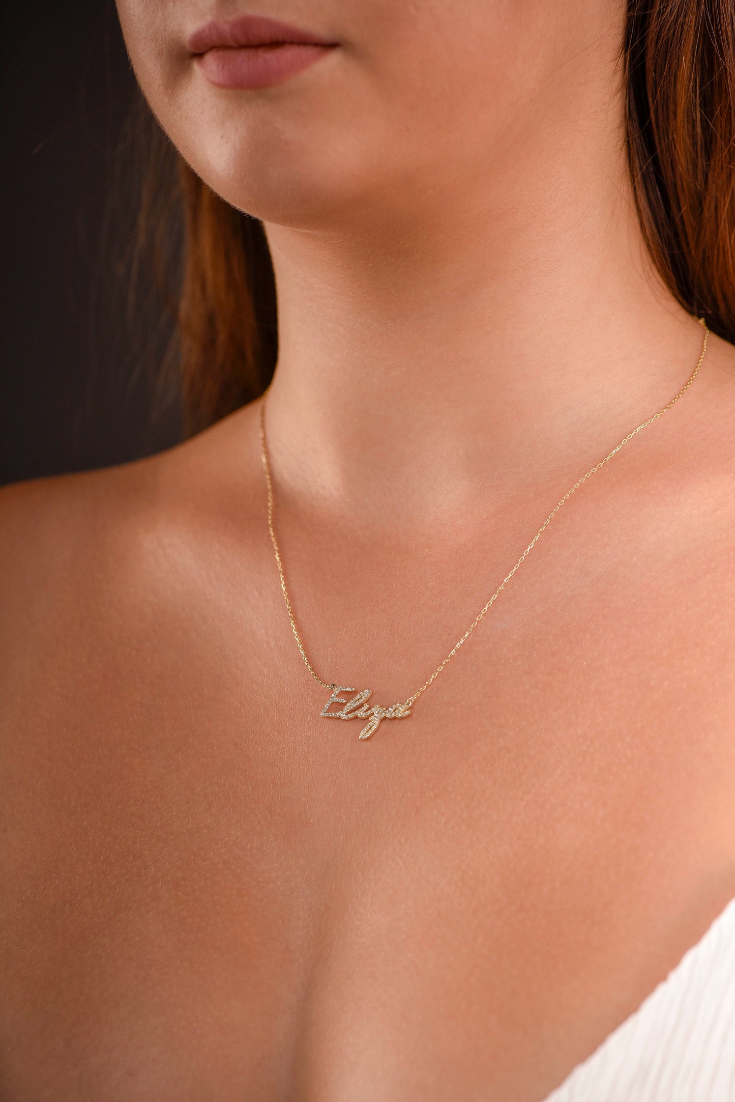 14K Solid Gold Name Necklace/Gold Name Necklace/Diamond Name Necklace/Gold Name Necklace/Personalized Name Necklace/Gift for Love