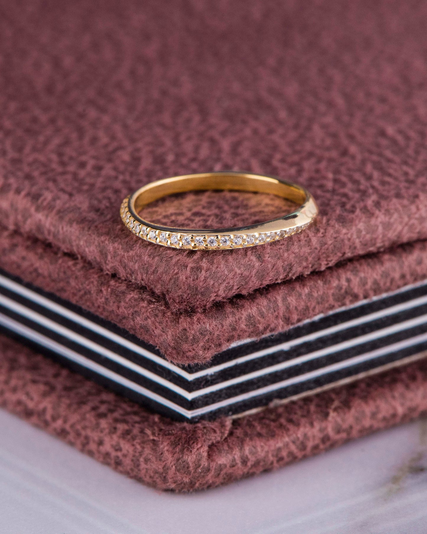 14K Solid Gold Diamond Ring, Wedding Band Ring, Half Eternity Diamond Engagement Ring,Gift For Her,Engagement Gift Ring, Gift For Mom