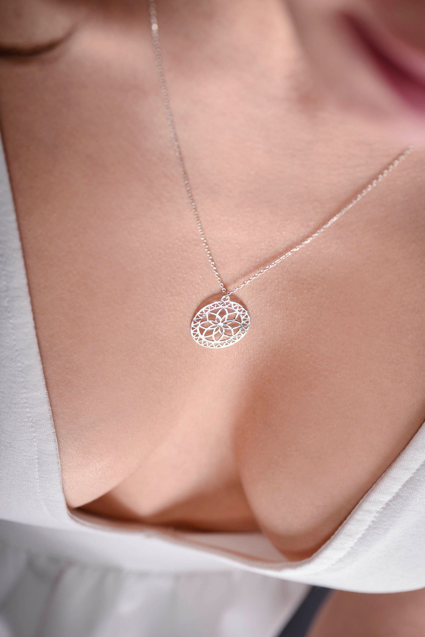 Flower of Life Necklace,Vitality and Success Necklace,Minimal Thin Necklace,Flower Lover Necklace,Birthday Gift Necklace,Christmas Gift