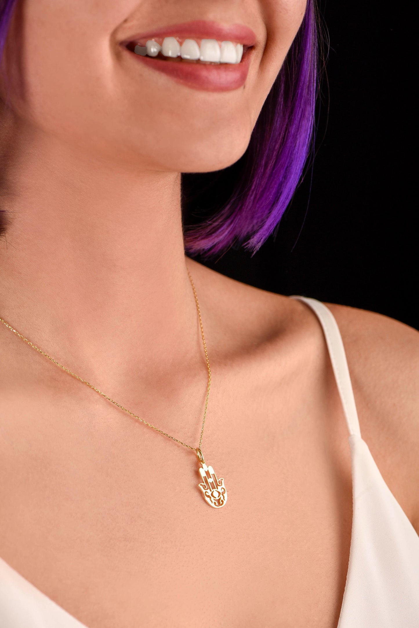 14K Solid Gold Fatman's Hand Necklace, Gold Spiritual Necklace, Spiritual Necklace, Birthday Gift Necklace, Christmas Gift