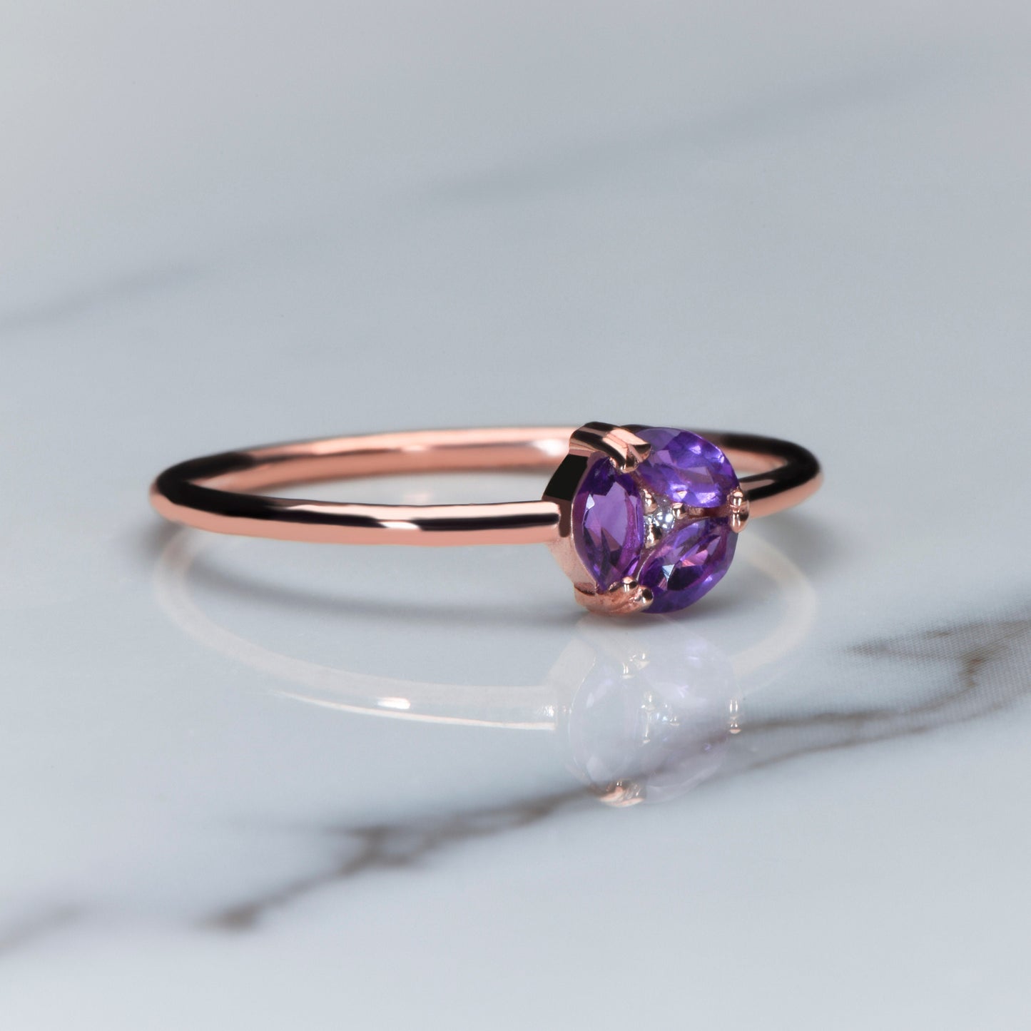 Amethyst Diamond Ring – Elegant Mother’s Day Gift – February Birthstone