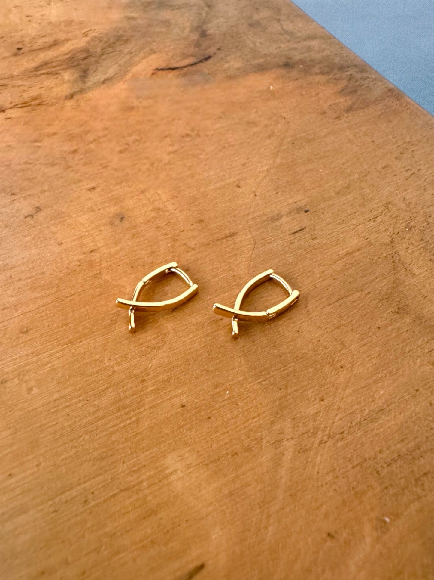 Solid Gold Ichthys Earrings,Gold Ichthys Earrings,Christian Symbol Fish Earrings,Minimal Gold Fish Earrings,Christmas Gift Earrings