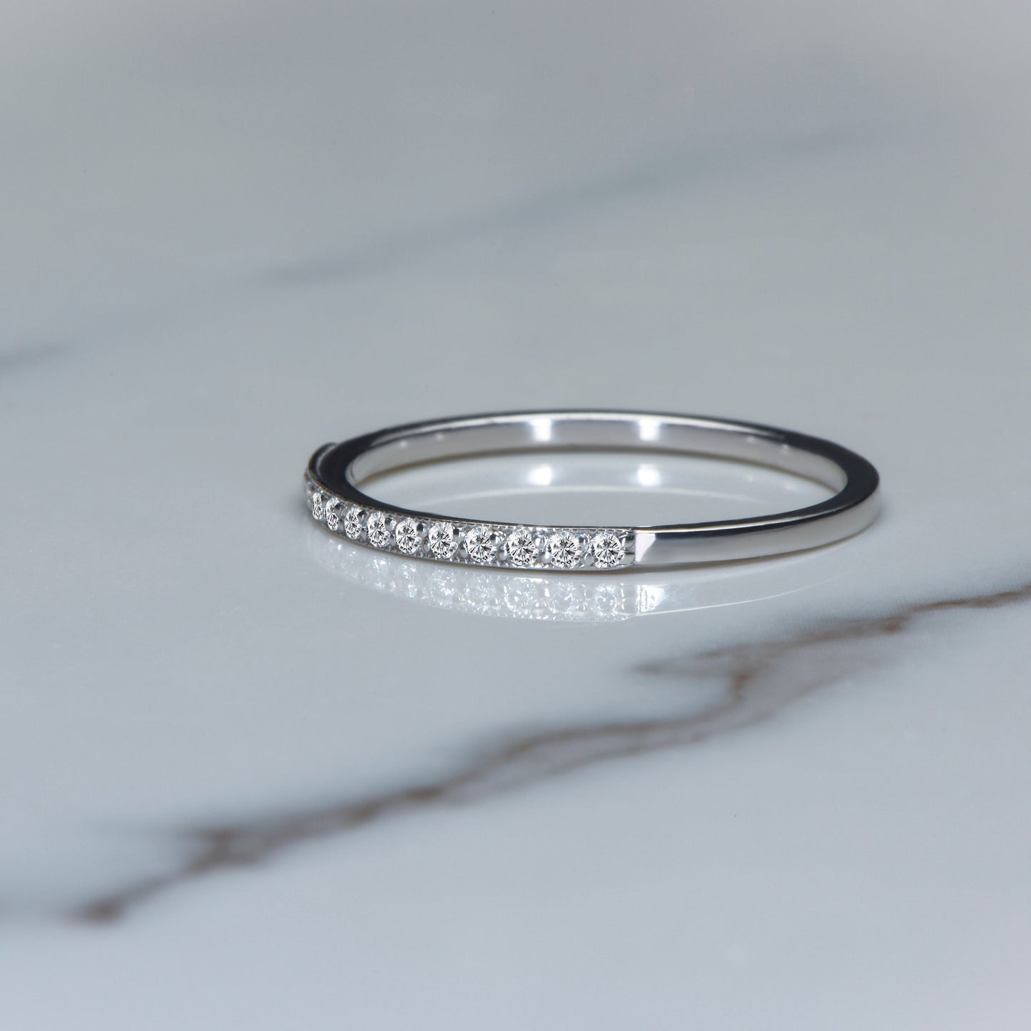 Minimalist Diamond Stacking Ring – Dainty Thin Gold Band – 14K Solid Gold – Promise Ring – Gift for Her – Eternity Ring