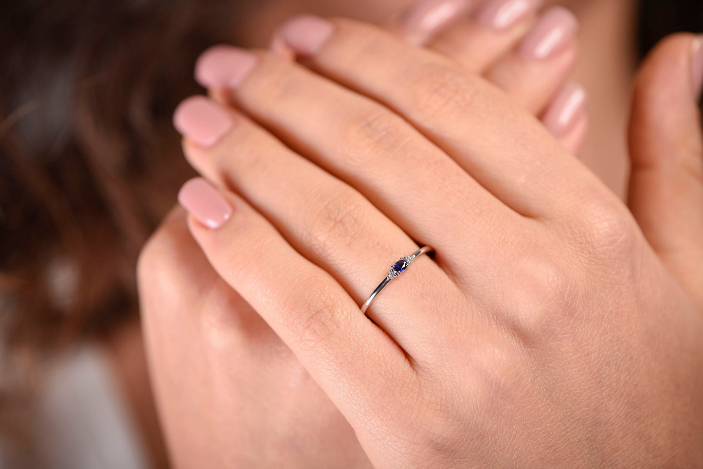 Minimal Birthstone Ring – 14K Gold Custom Sapphire Ring | Everyday Dainty Jewelry | Mother’s Day Gift