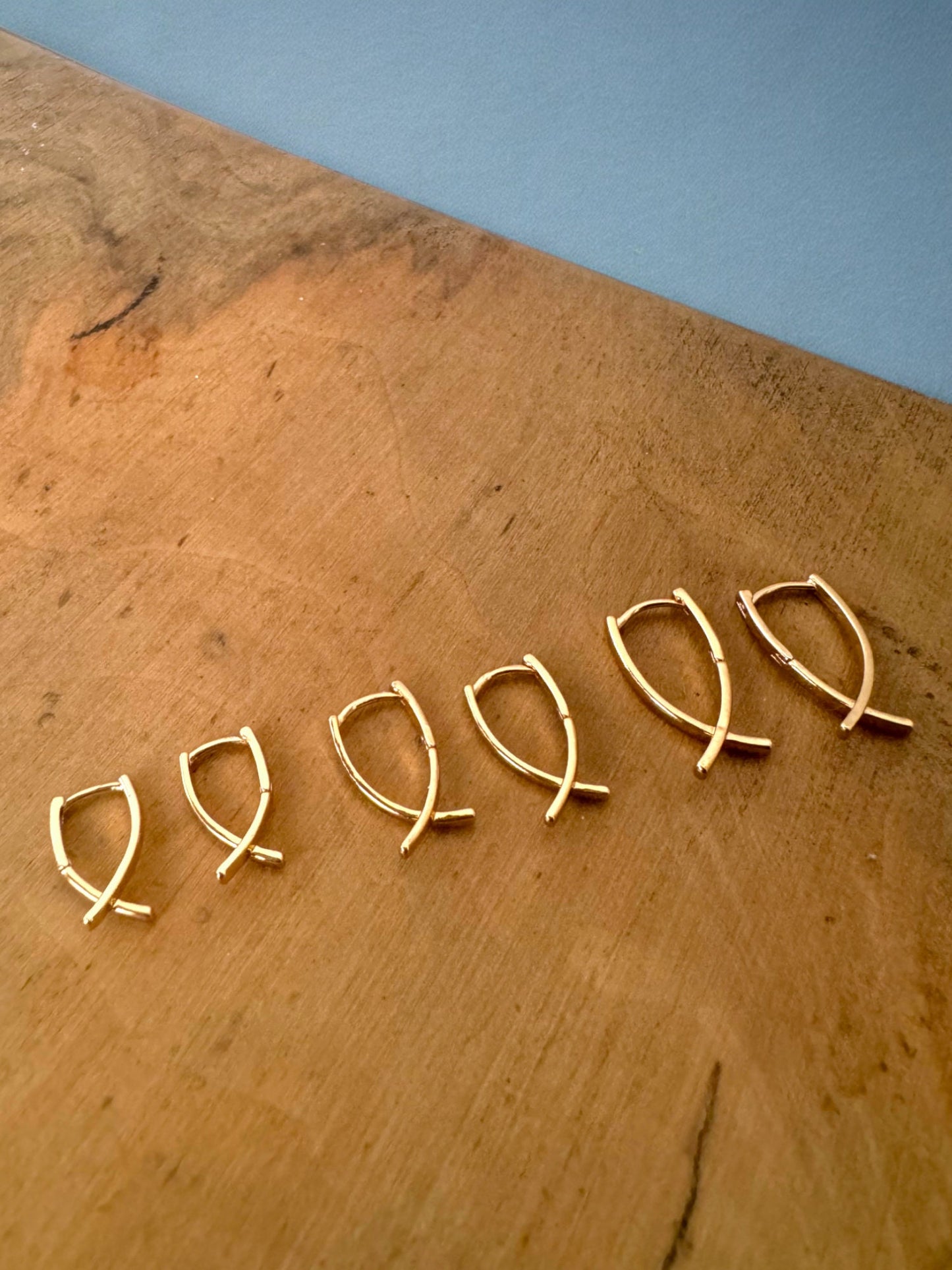 Solid Gold Ichthys Earrings,Gold Ichthys Earrings,Christian Symbol Fish Earrings,Minimal Gold Fish Earrings,Christmas Gift Earrings