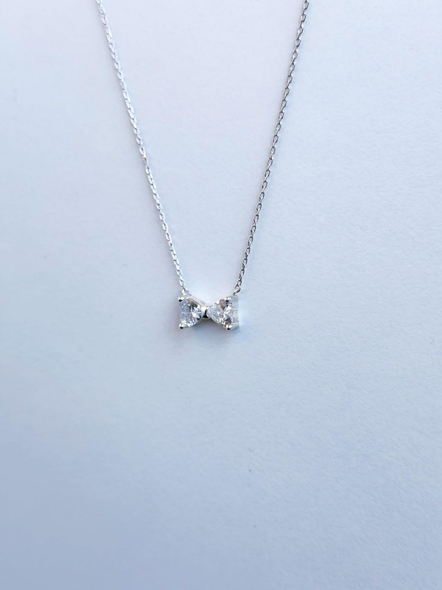 Bow Tie Necklace, Gold or Silver available Ribbon Bow Tie Necklace, Personalized Stone Bow Tie Necklace, Cute Anniversary Gift