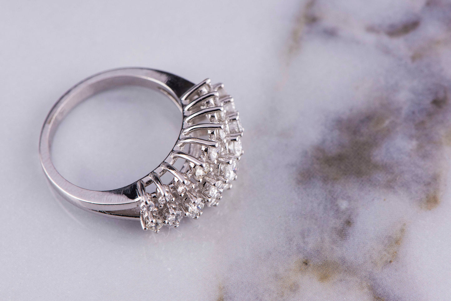 18K White Gold Diamond Wide Band Ring, 1.30Ct Natural Conflict-Free Diamonds, Wedding Anniversary Engagement Gift, Luxury Handmade Jewelry