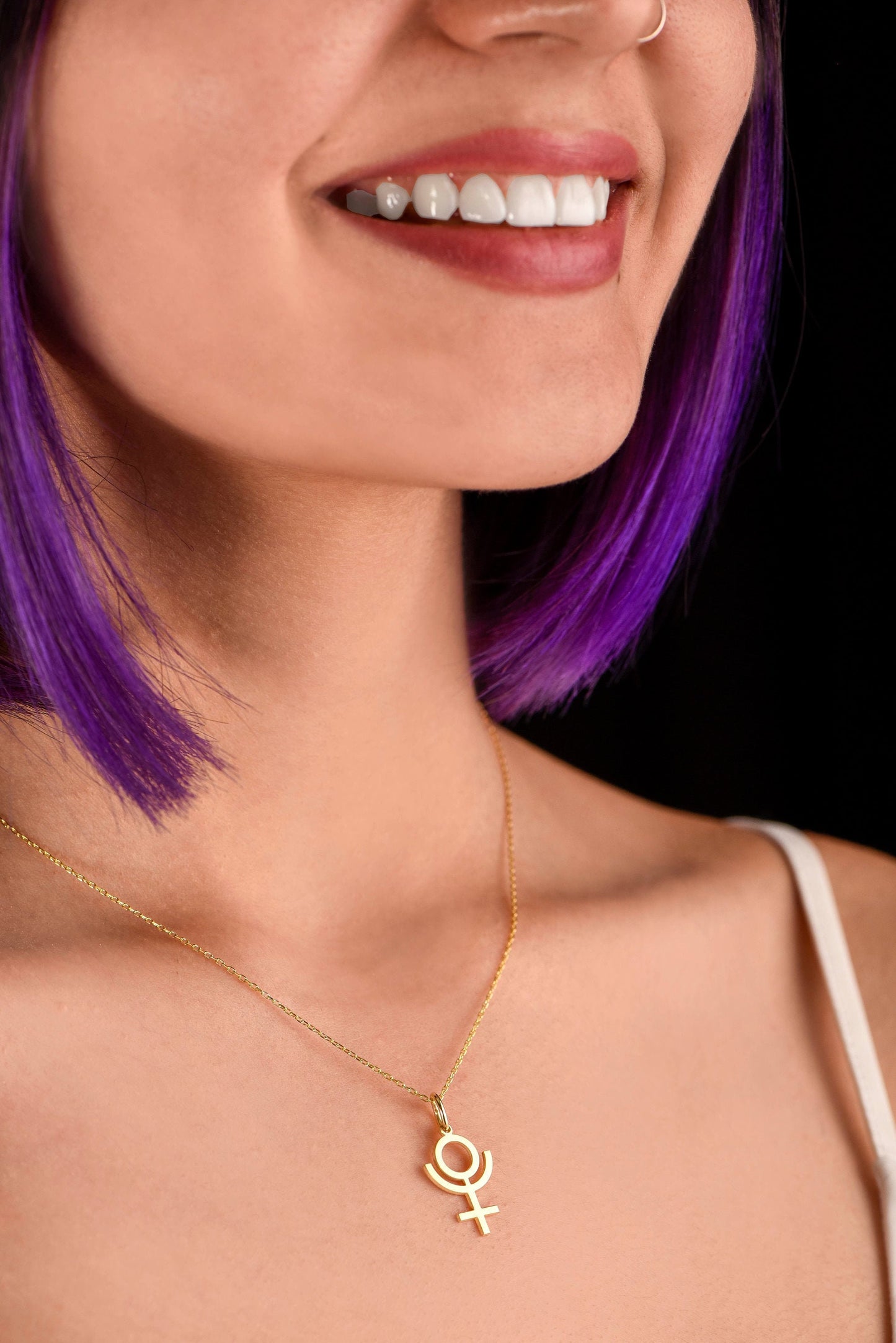 14K Solid Gold Pluto Symbol Necklace,Celestial Charm for Outer Space Lovers,Pluto Symbol Necklace,Christmas Gift Necklace,X-mas Gift Charm