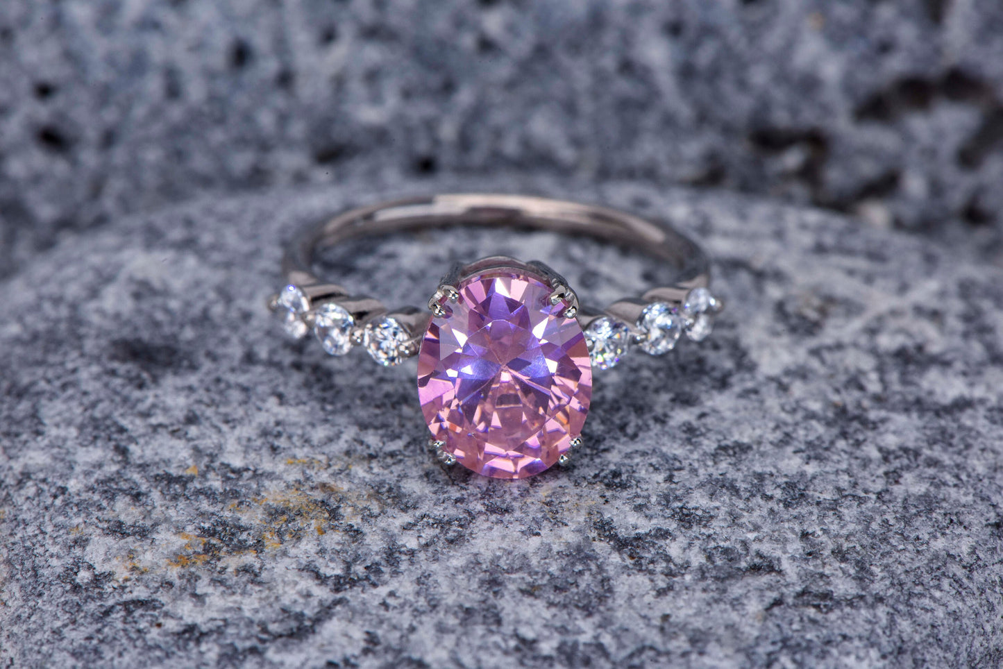 Oval Pink Sapphire and Diamond Ring in 14k Gold – Modern Engagement or Mother’s Day Gift for Her