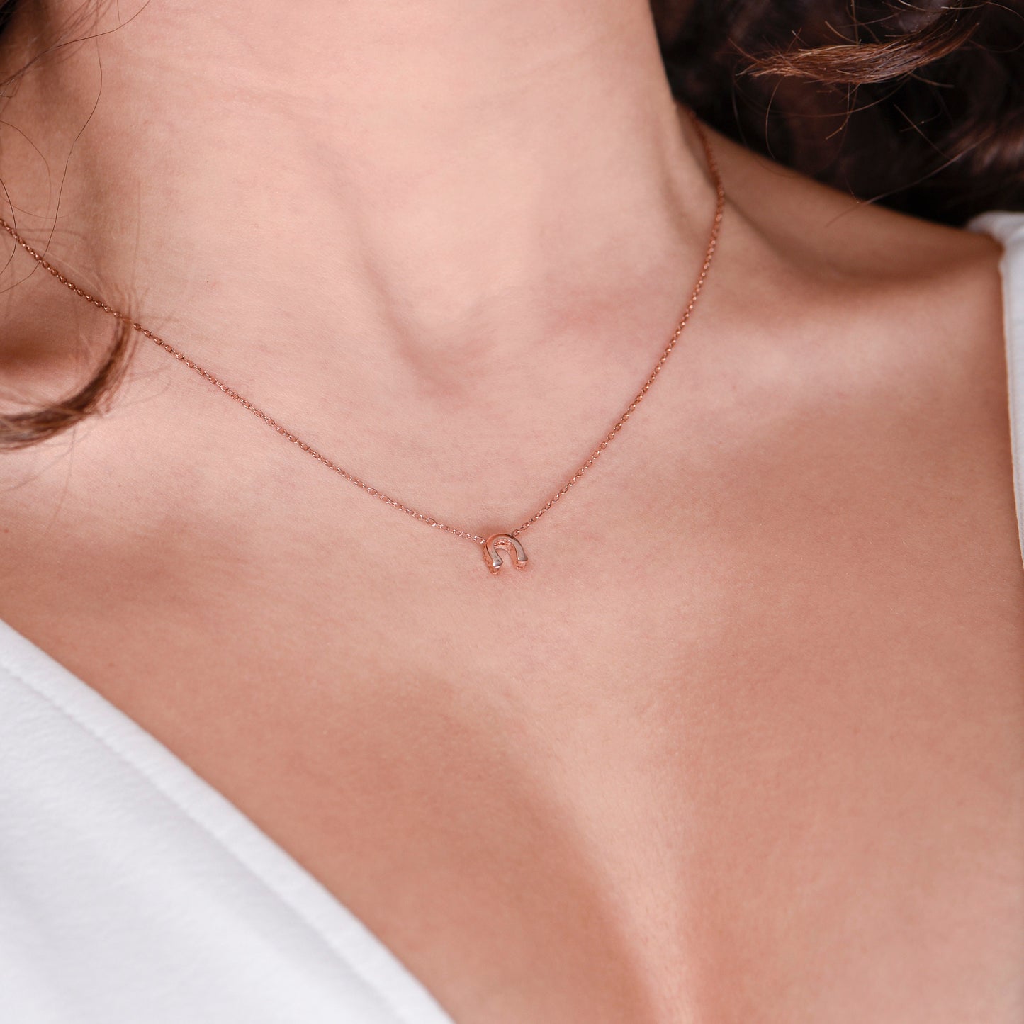 Elegant Horseshoe Necklace - 14K Rose Gold Layered Good Luck Charm,Birthday Gift Necklace,Lucky Symbol Necklace,Christmas Gift Necklace