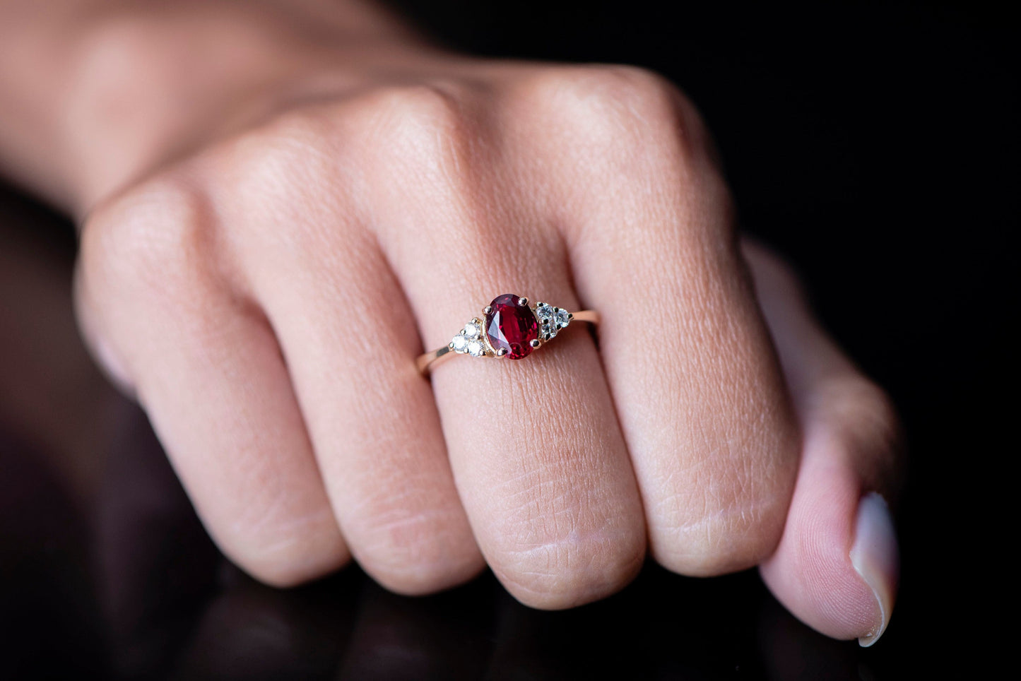 Oval Ruby and Diamond Ring in 14k Gold – Classic Red Gemstone Engagement or Anniversary Gift
