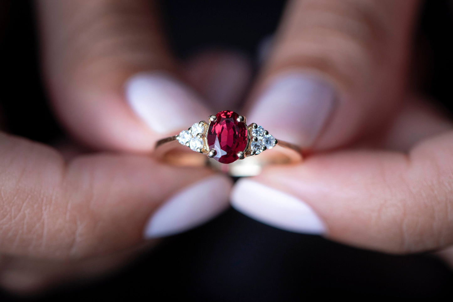 Oval Ruby and Diamond Ring in 14k Gold – Classic Red Gemstone Engagement or Anniversary Gift