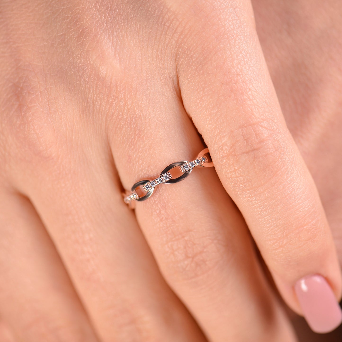 14K Gold Double Row Stone Ring,Minimal Diamond Gold Ring,Beehive Gold Ring,Elegant Gold Ring with Thin Band, Gift For Mom