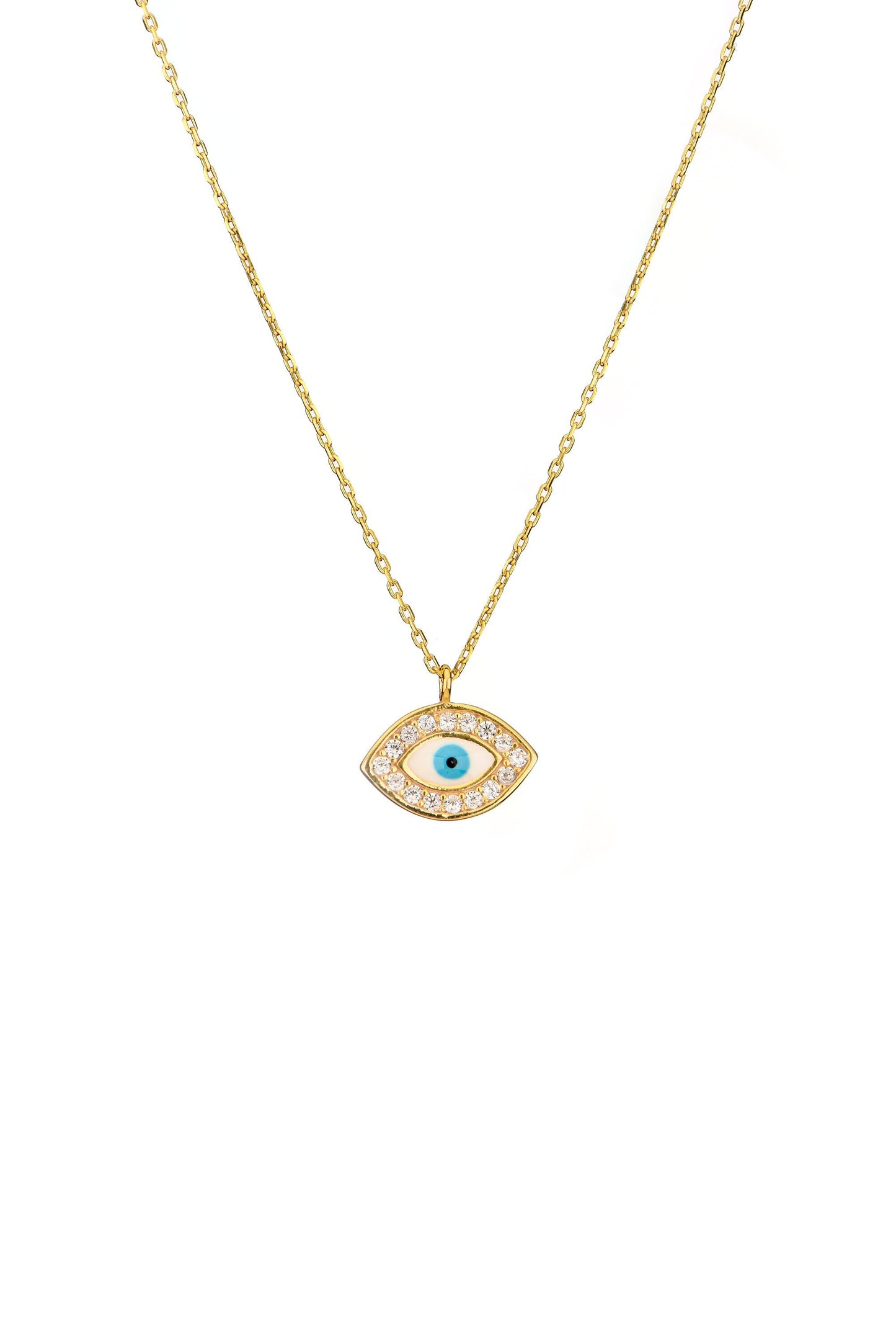 Diamond Framed Evil Eye Necklace,Protection and Style Combined,Mystical Symbol Necklace,Negative Repellent Necklace,Christmas Gift Necklace
