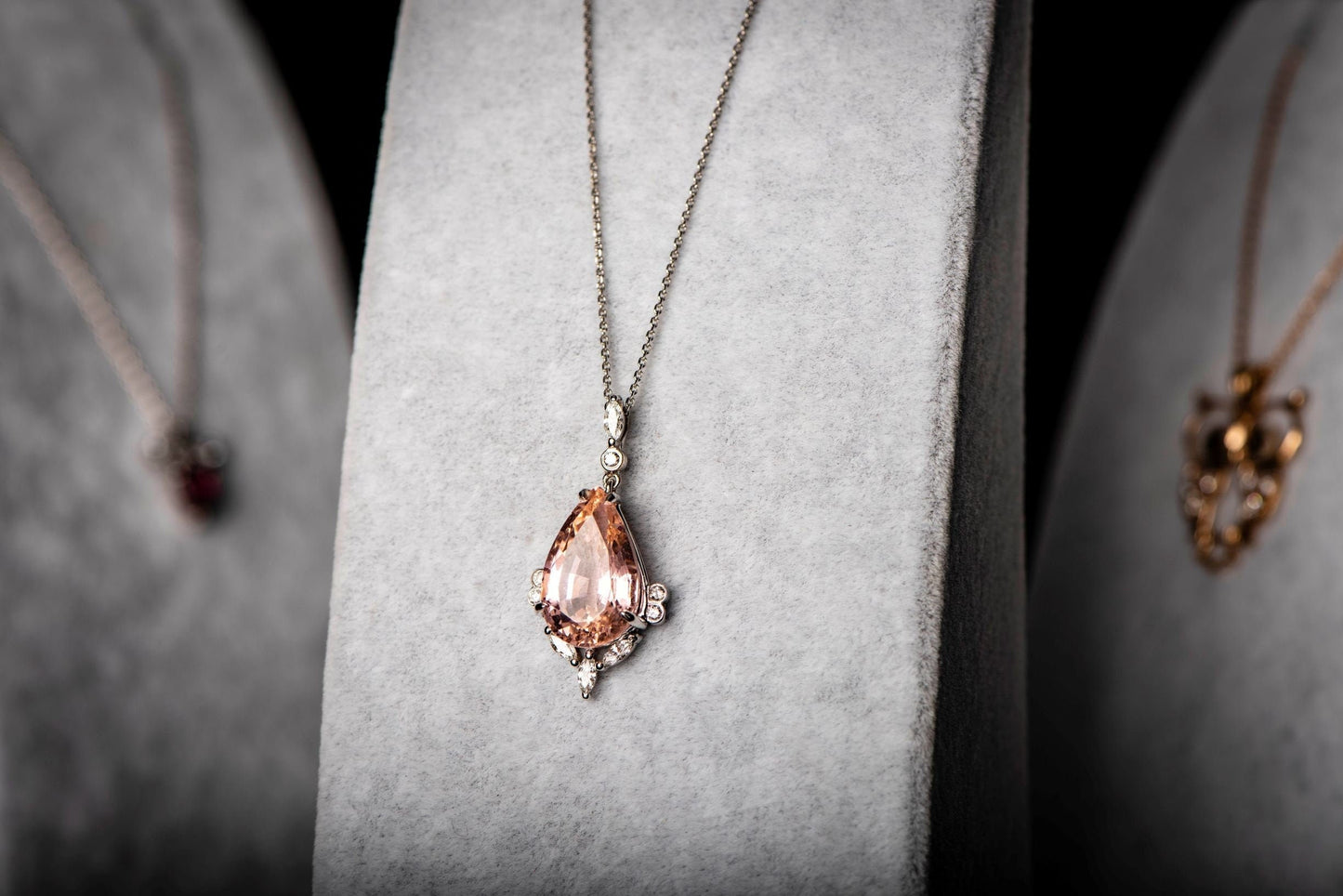 14K Rose Gold Morganite and Diamond Pendant Necklace - Natural 11.56ct Pear Cut Morganite Jewelry for Anniversary and Wedding Gifts