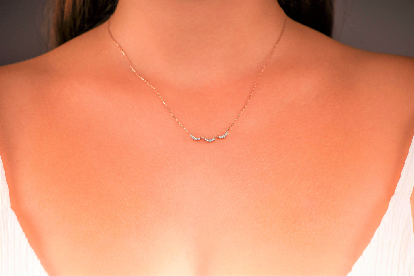 Whimsical Cloud Inspired Diamond Necklace - Made of Solid Rose Gold - Handcrafted with Love-Birthday Gift Necklace-Christmas Gift Necklace